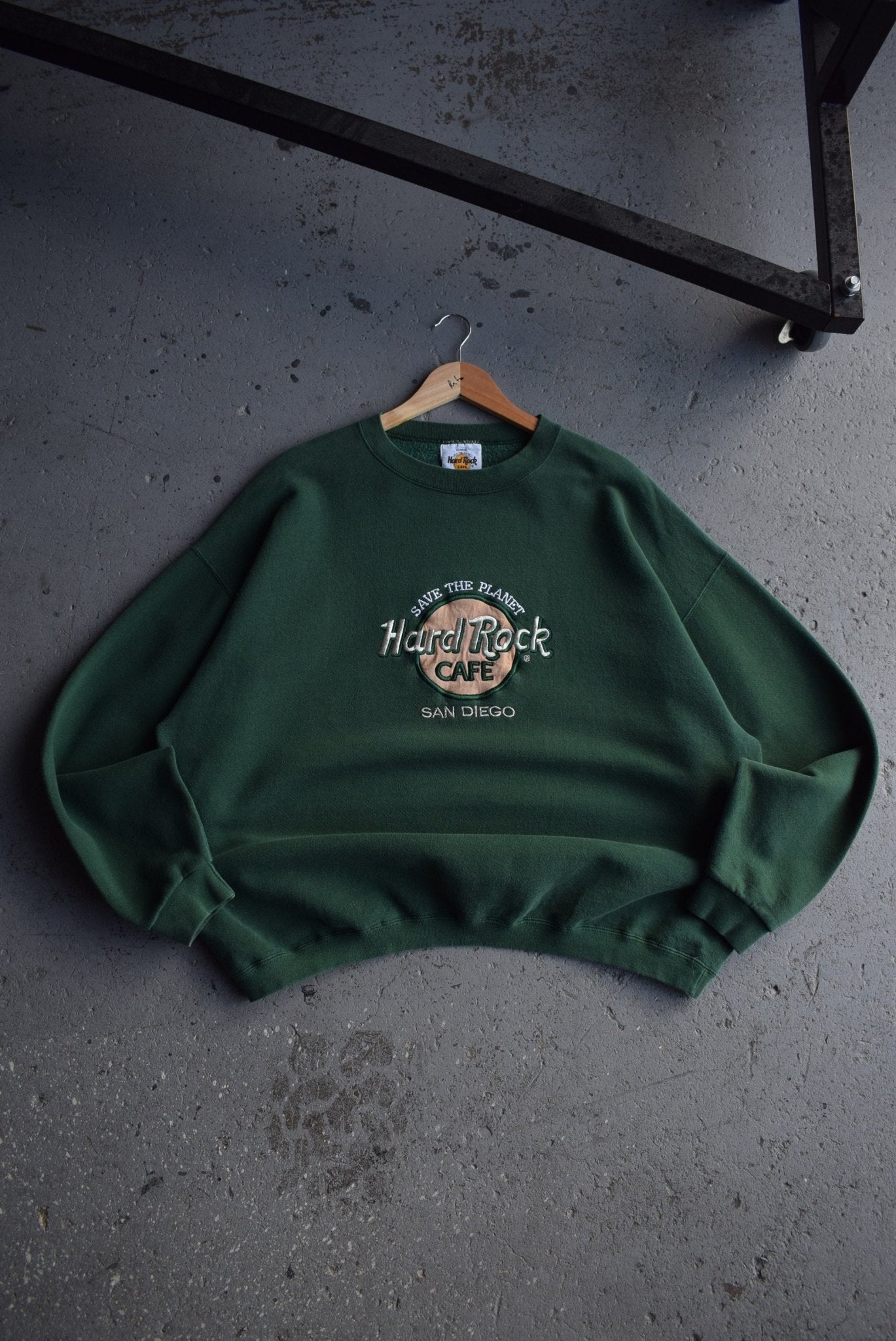 Vintage 90s Hard Rock Cafe 'Save The Planet' Embroidered Crewneck (XL) - Retrospective Store