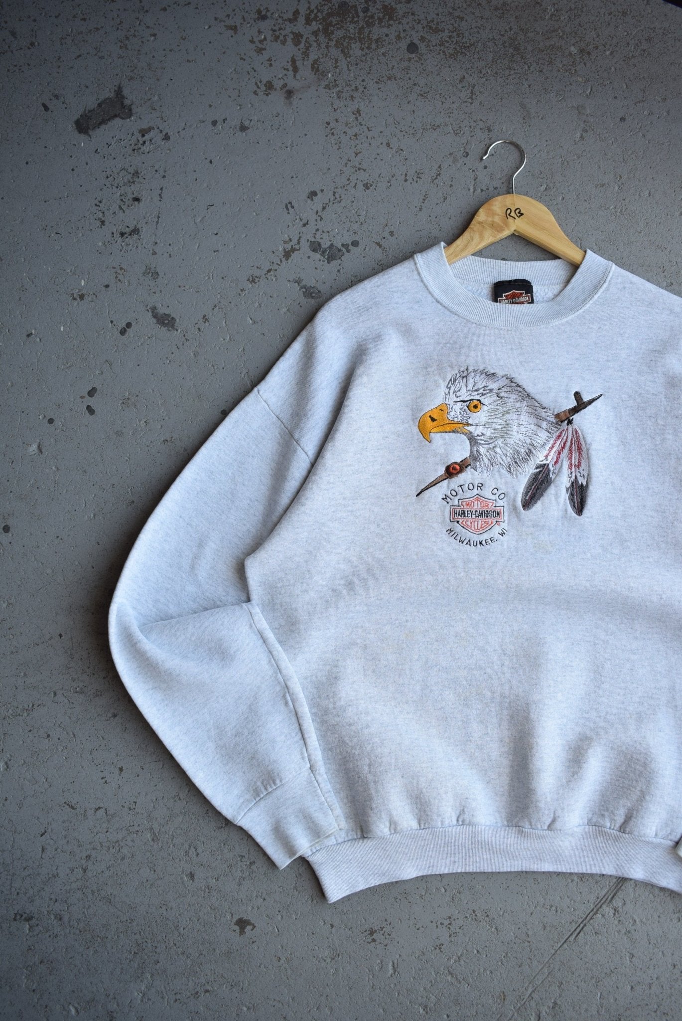 Vintage 90s Harley Davidson Embroidered Crewneck (L) - Retrospective Store