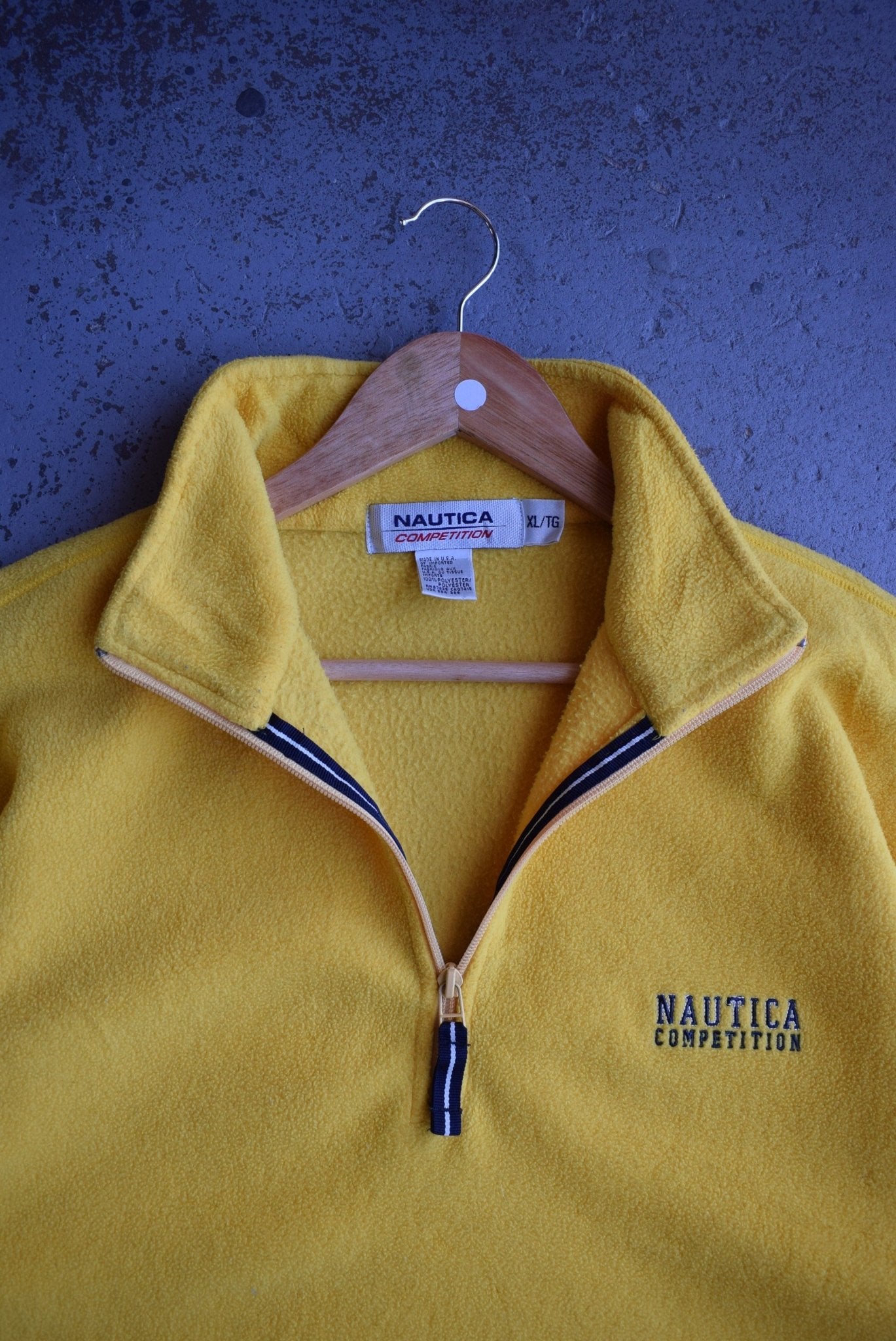 Vintage 90s Nautica Competition Spellout Embroidered Quarter Zip Fleece (XL) - Retrospective Store
