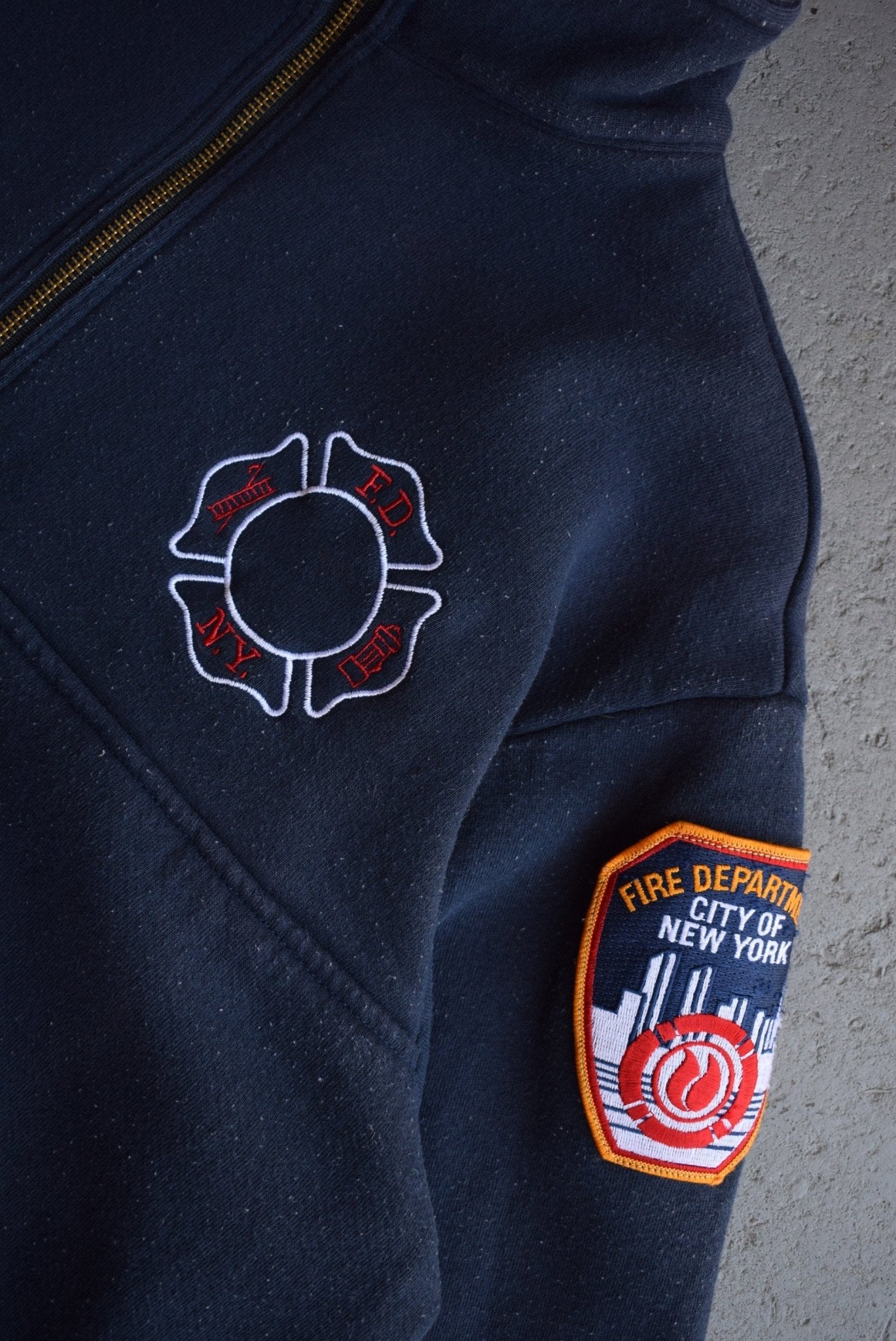 Vintage 90s New York Fire Department Heavyweight Embroidered Quarter Zip (XXL) - Retrospective Store