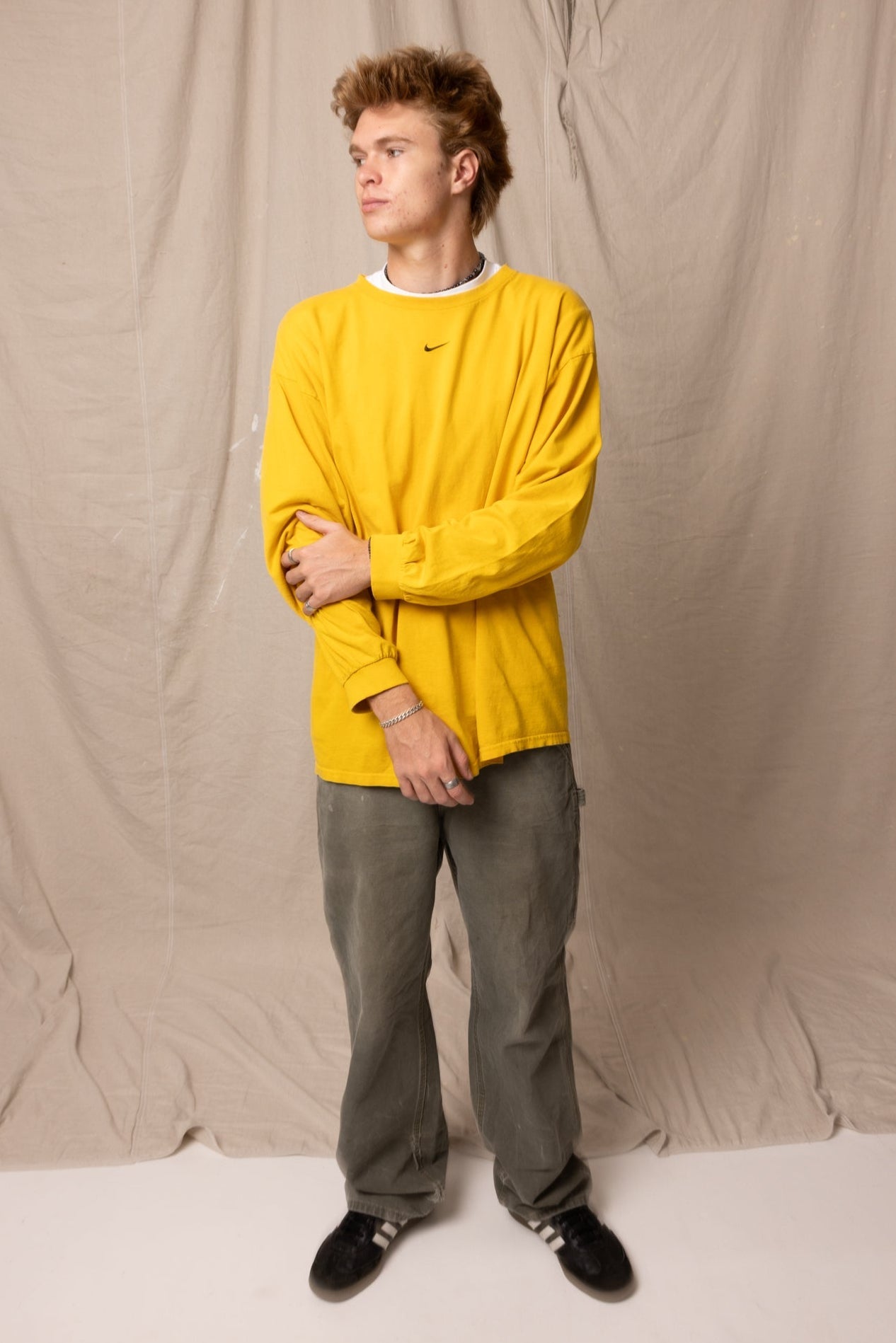 Vintage 90s Nike Centre Swoosh Embroidered Long Sleeve Tee (XL/XXL) - Retrospective Store