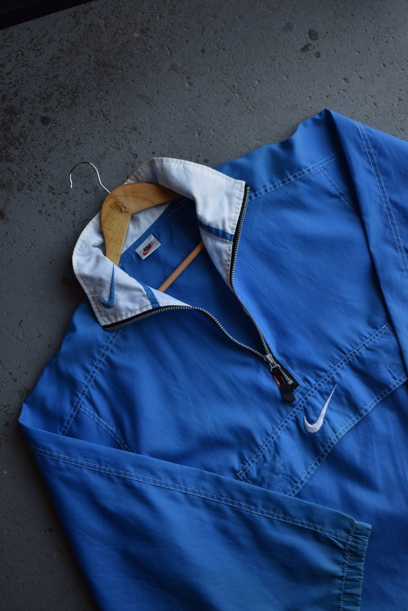 Vintage 90s Nike Classic Logo Embroidered Quarter Zip Spray Jacket (L) - Retrospective Store
