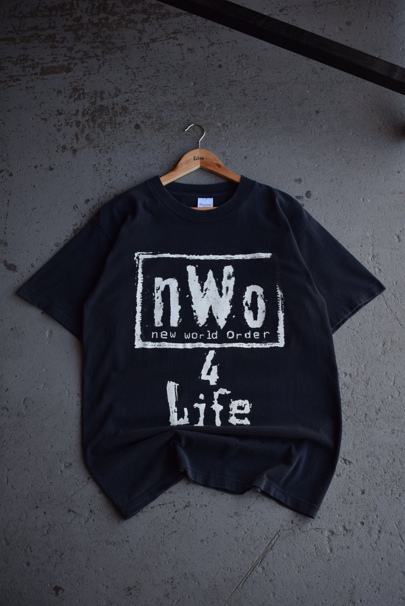 Vintage 90s NWO New World Order 4 Life Wrestling Tee (L) - Retrospective Store