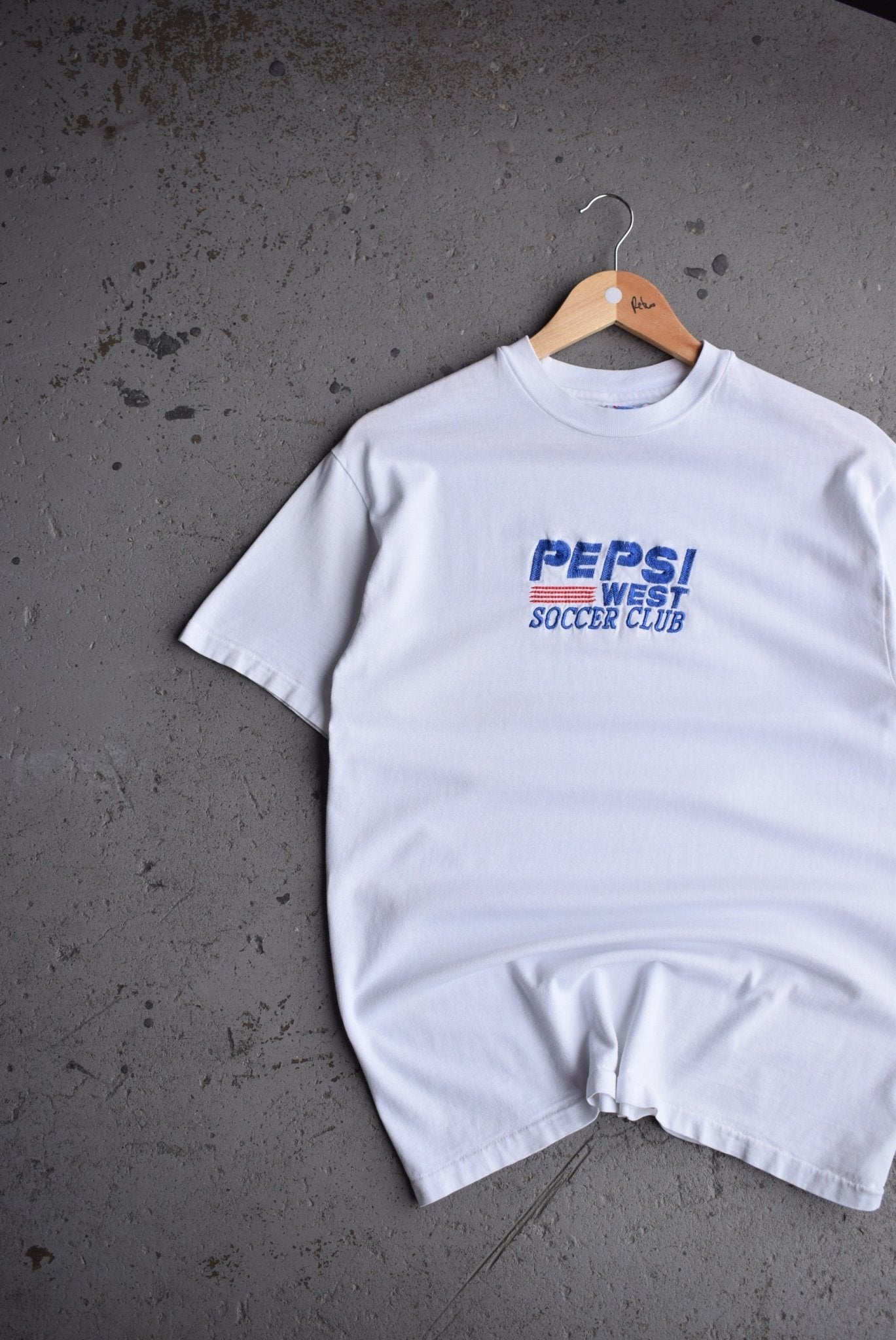 Vintage 90s Pepsi West Soccer Club Embroidered Tee (M) - Retrospective Store
