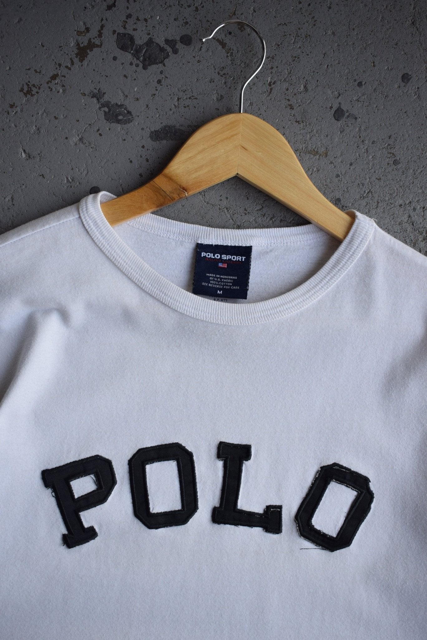 Vintage 90s Polo Sport Ralph Lauren Embroidered Spellout Tee (M) - Retrospective Store