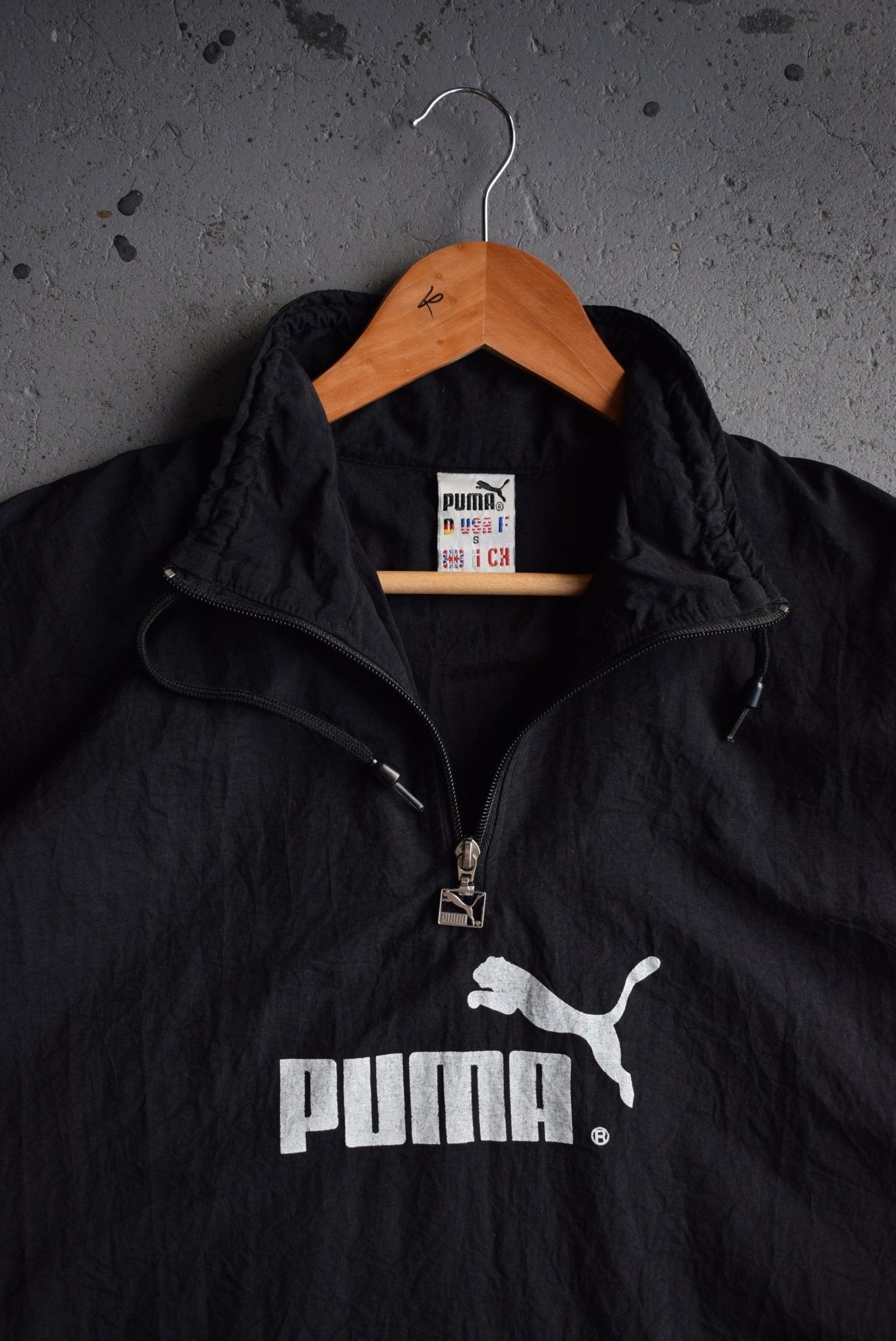 Vintage 90s Puma Spellout Quarter Zip Spray Jacket (M/L) - Retrospective Store