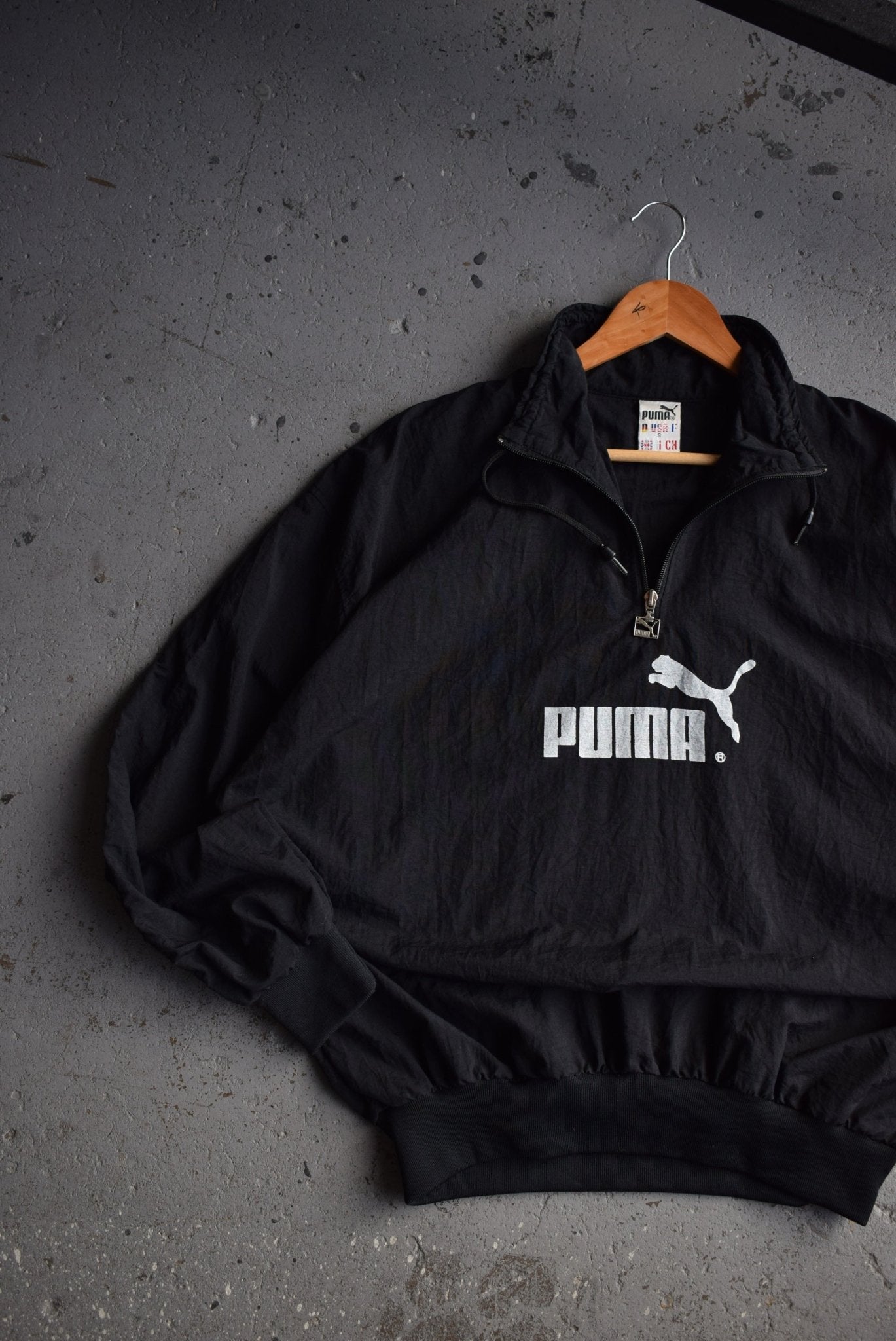Vintage 90s Puma Spellout Quarter Zip Spray Jacket (M/L) - Retrospective Store