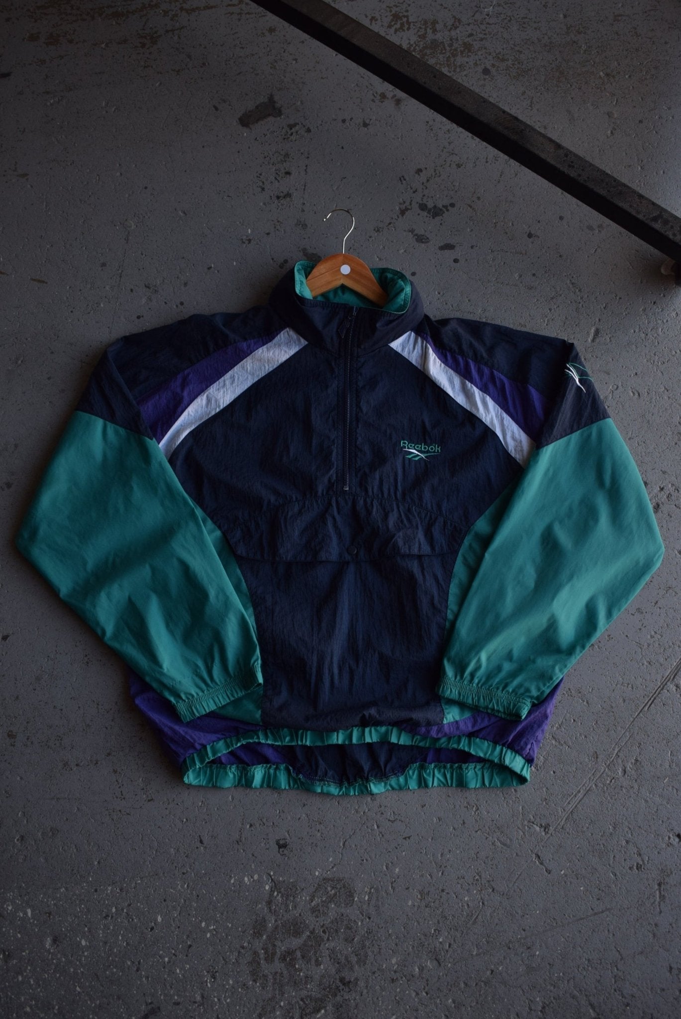 Vintage 90s Reebok Classic Logo Embroidered Quarter Zip Windbreaker Jacket (M) - Retrospective Store
