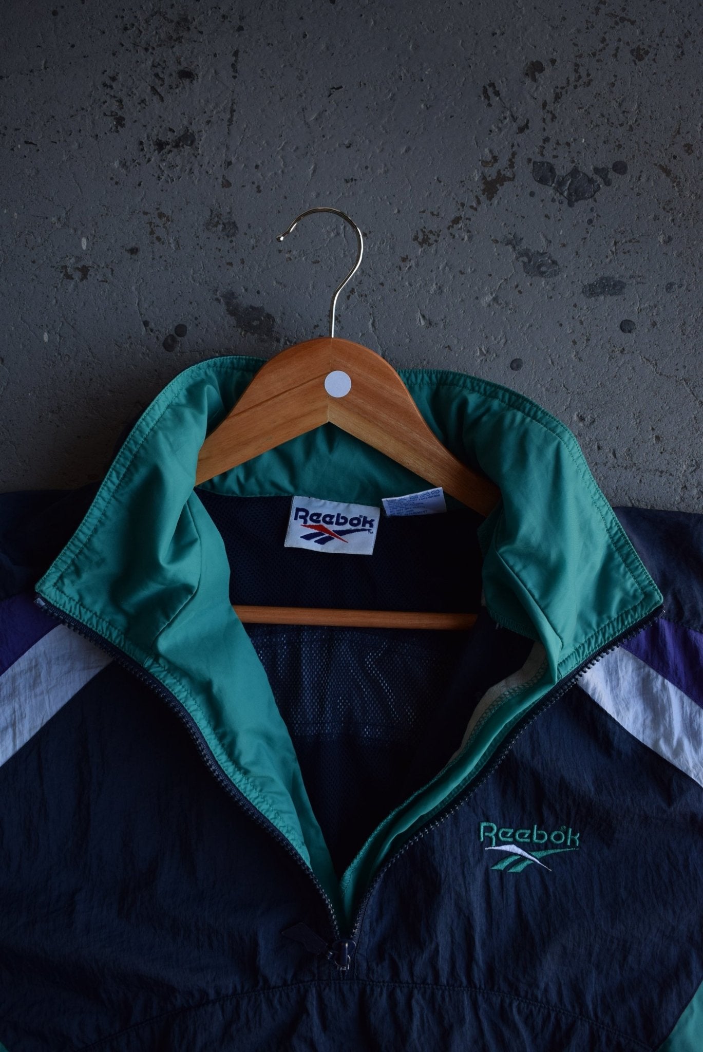 Vintage 90s Reebok Classic Logo Embroidered Quarter Zip Windbreaker Jacket (M) - Retrospective Store