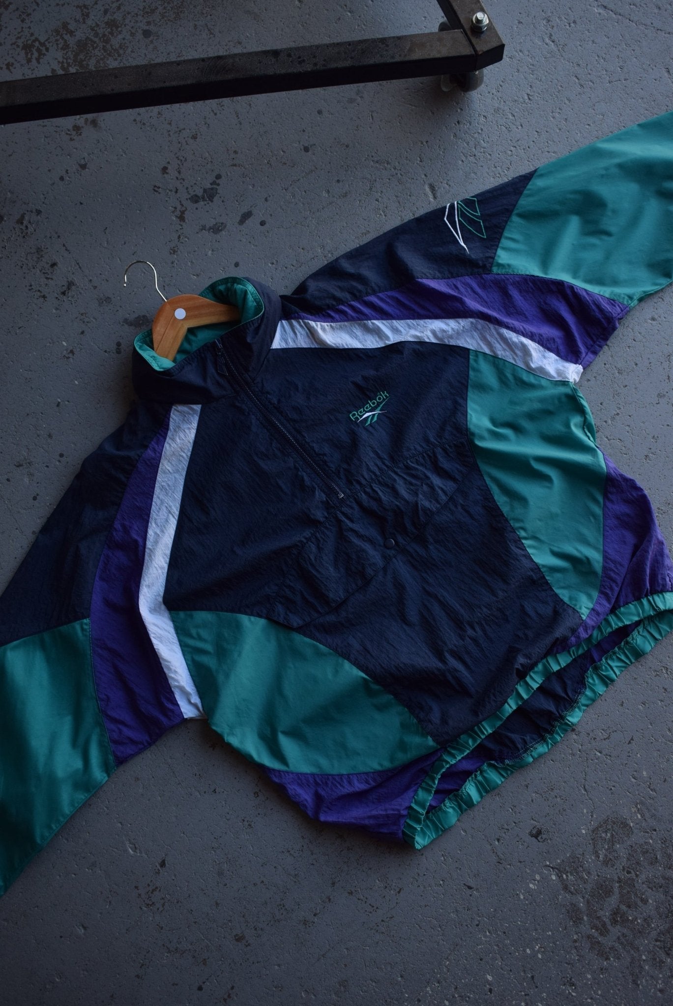 Vintage 90s Reebok Classic Logo Embroidered Quarter Zip Windbreaker Jacket (M) - Retrospective Store