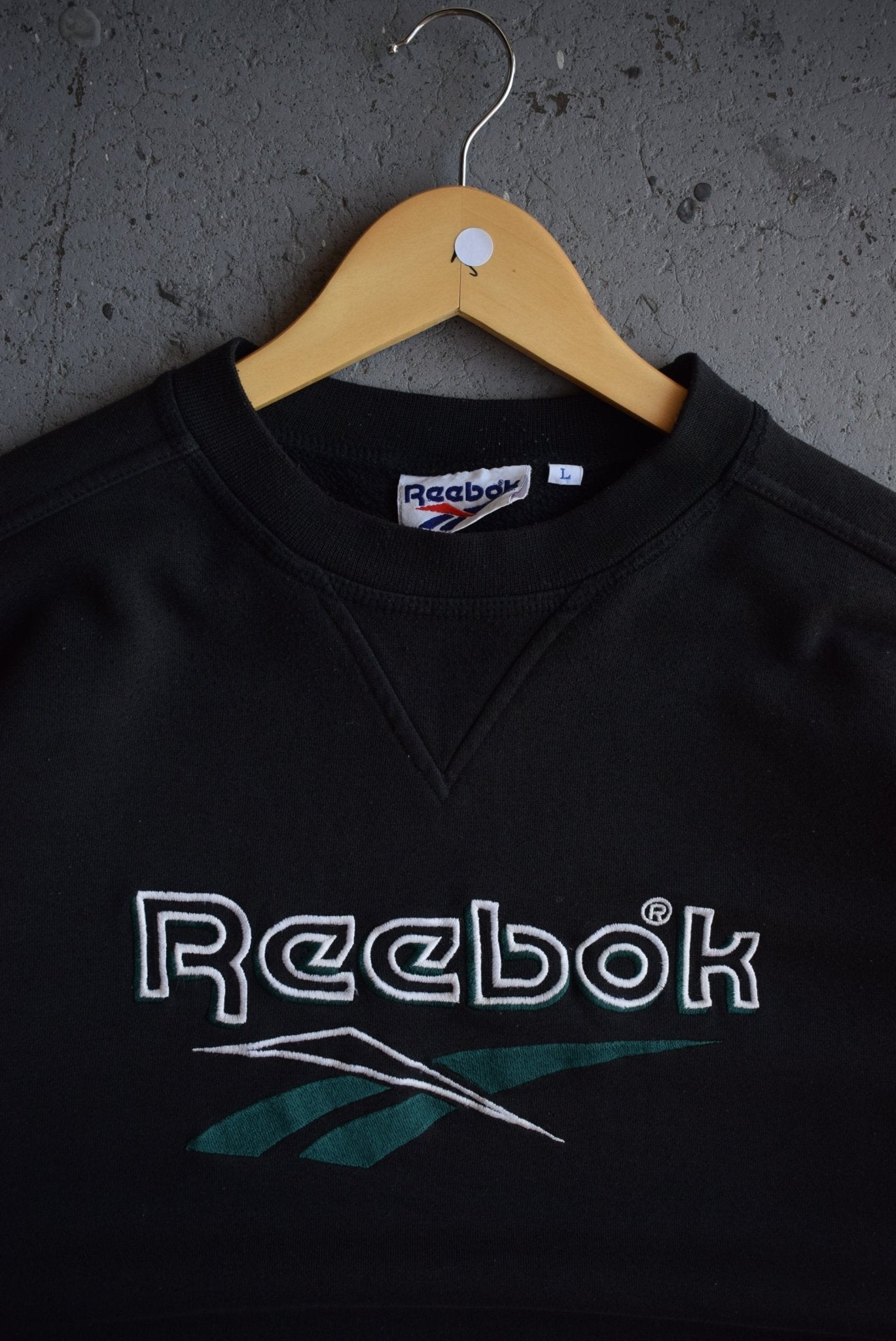 Vintage 90s Reebok Embroidered Spellout Crewneck (L) - Retrospective Store