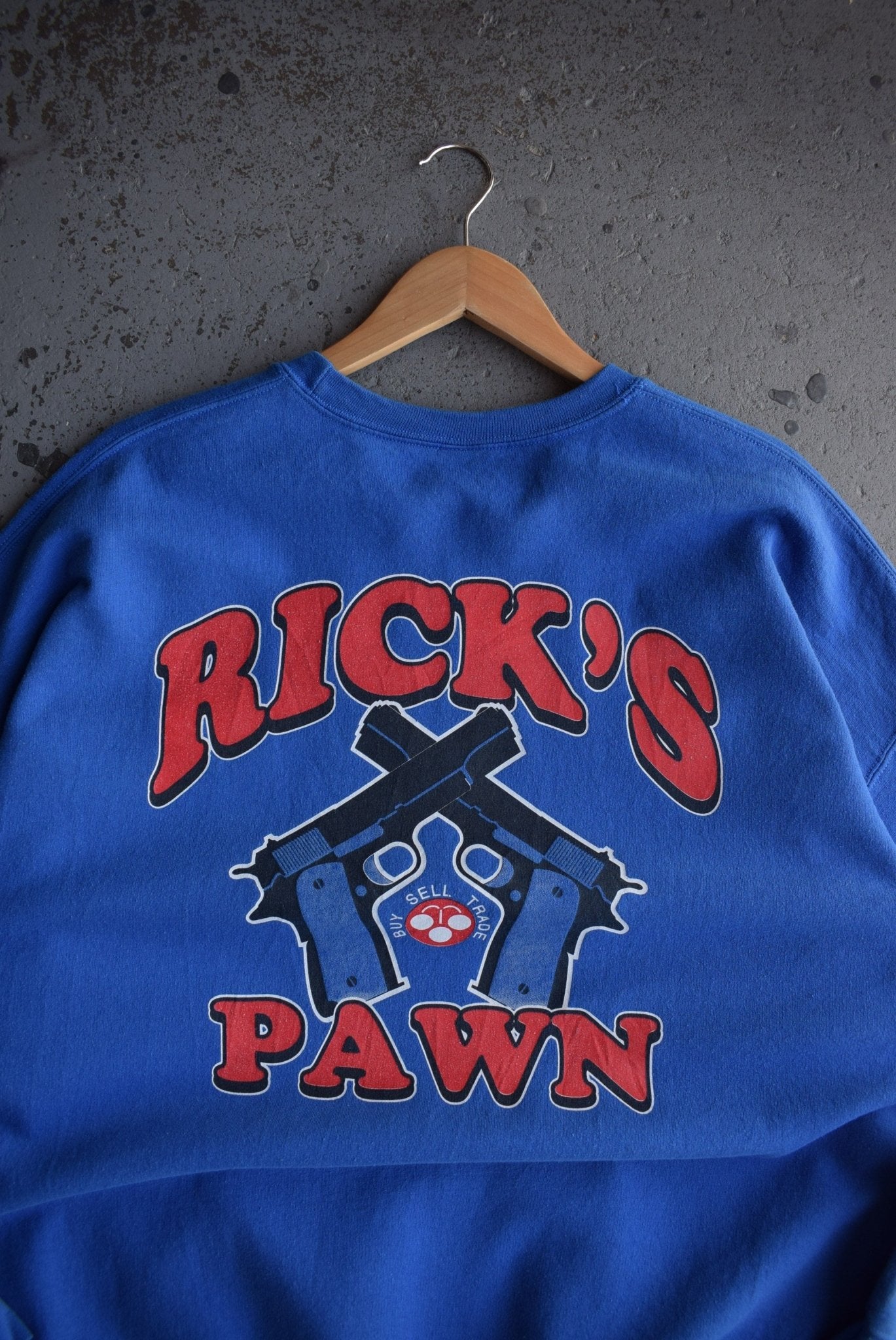 Vintage 90s Ricks Pawn & Trade Graphic Crewneck (XXL) - Retrospective Store