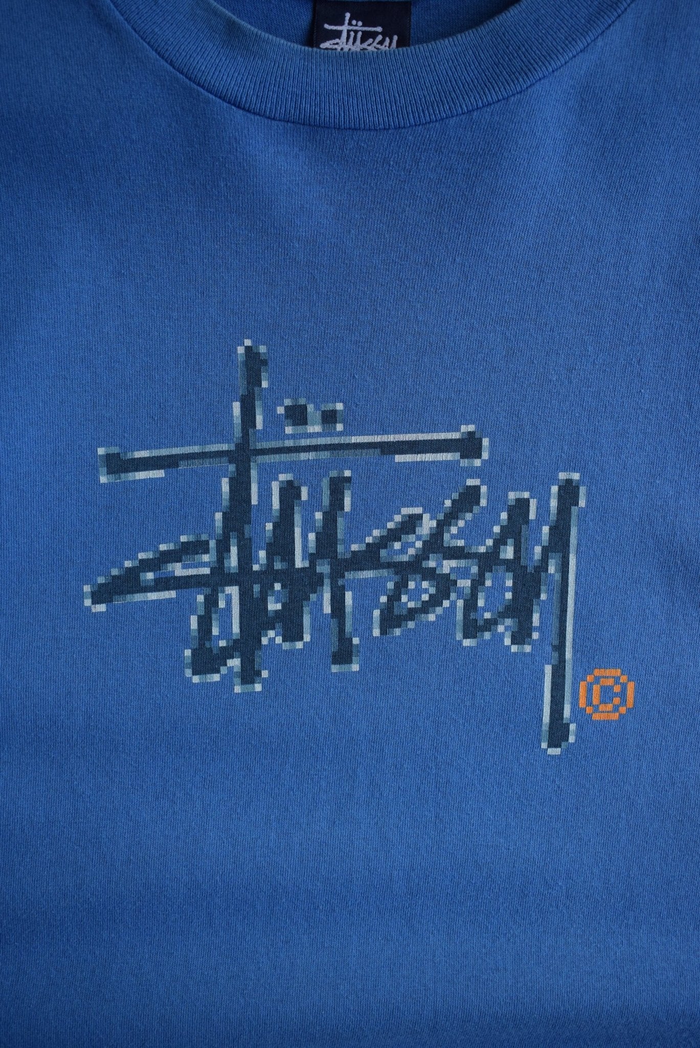 Vintage 90s Stussy Spellout Pixel Tee (M) - Retrospective Store