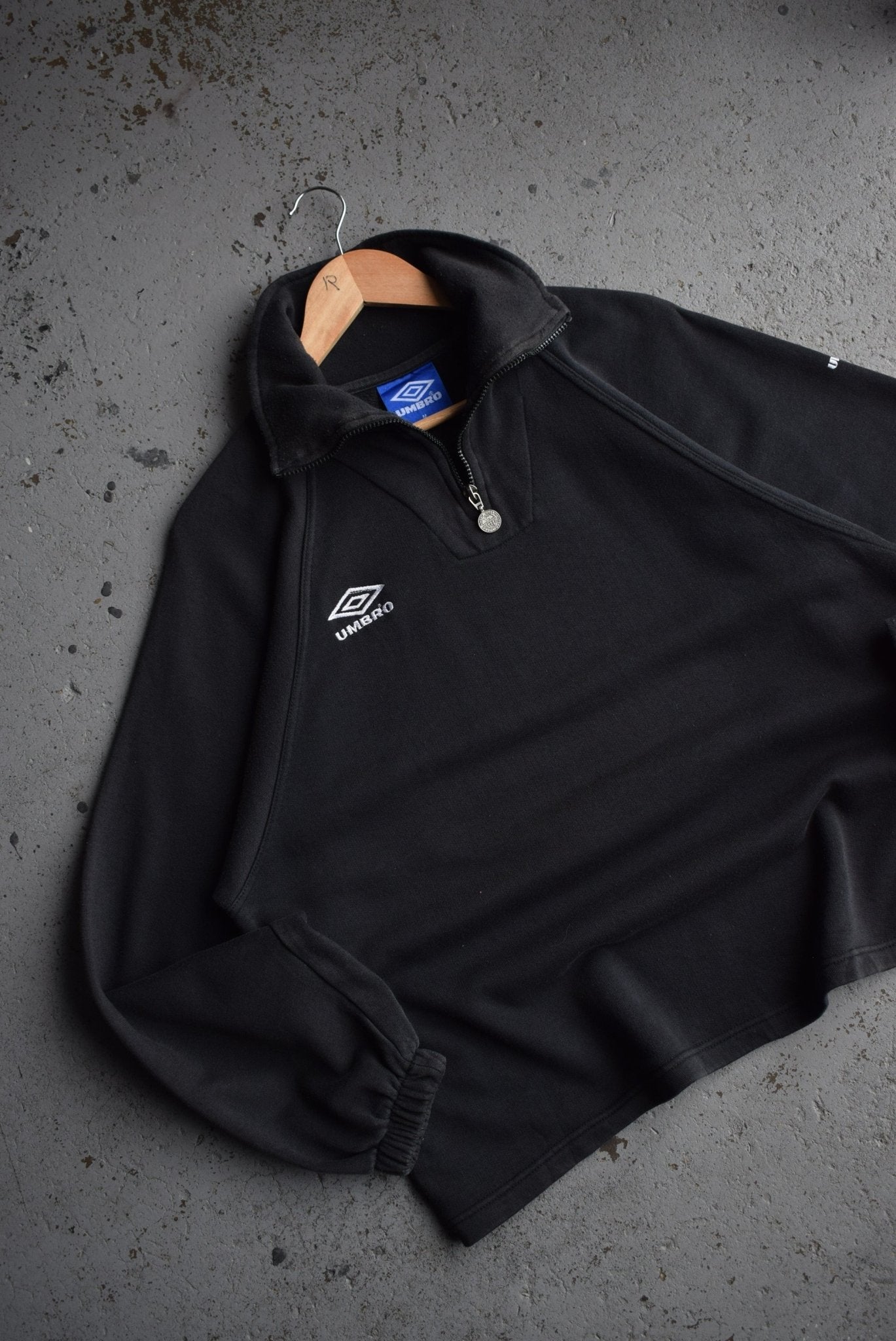 Vintage 90s Umbro Classic Logo Embroidered Quarter Zip (M) - Retrospective Store