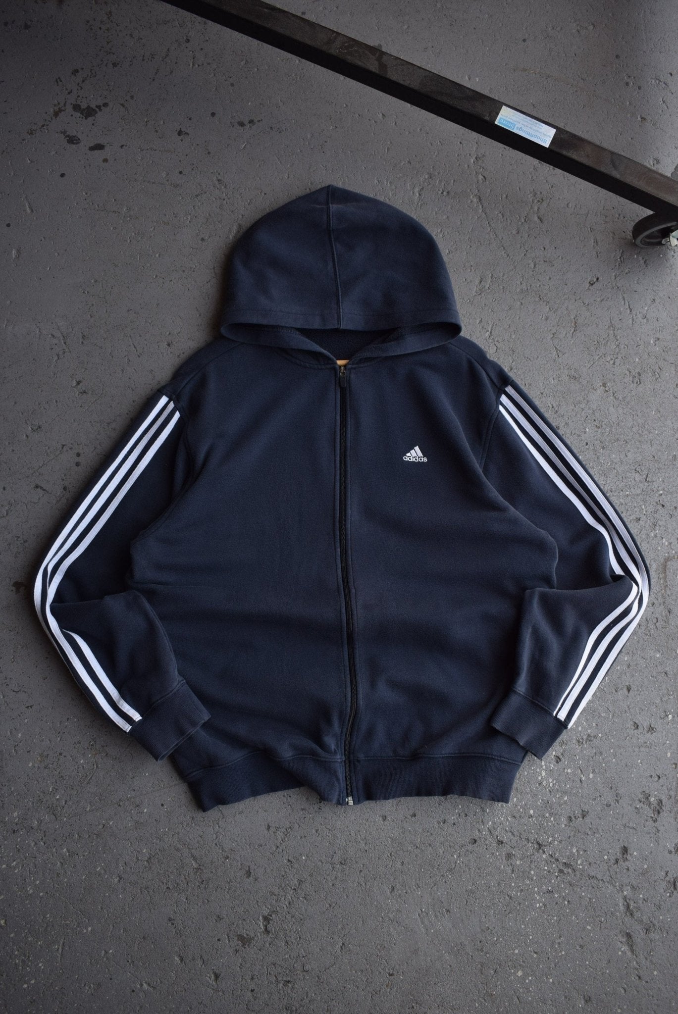 Vintage Adidas Classic Logo Embroidered Full - Zip Hoodie (L) - Retrospective Store