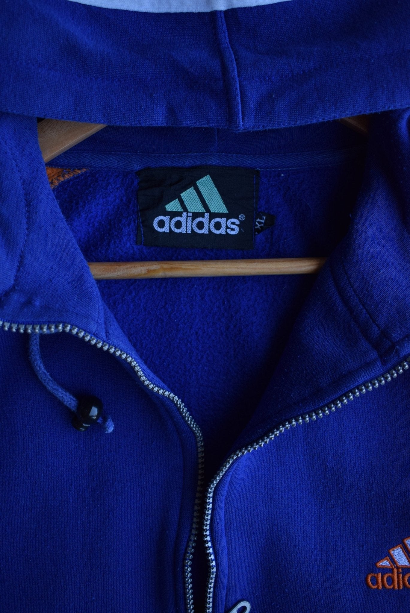 Vintage Adidas Classic Logo Embroidered Full - Zip Hoodie (L/XL) - Retrospective Store
