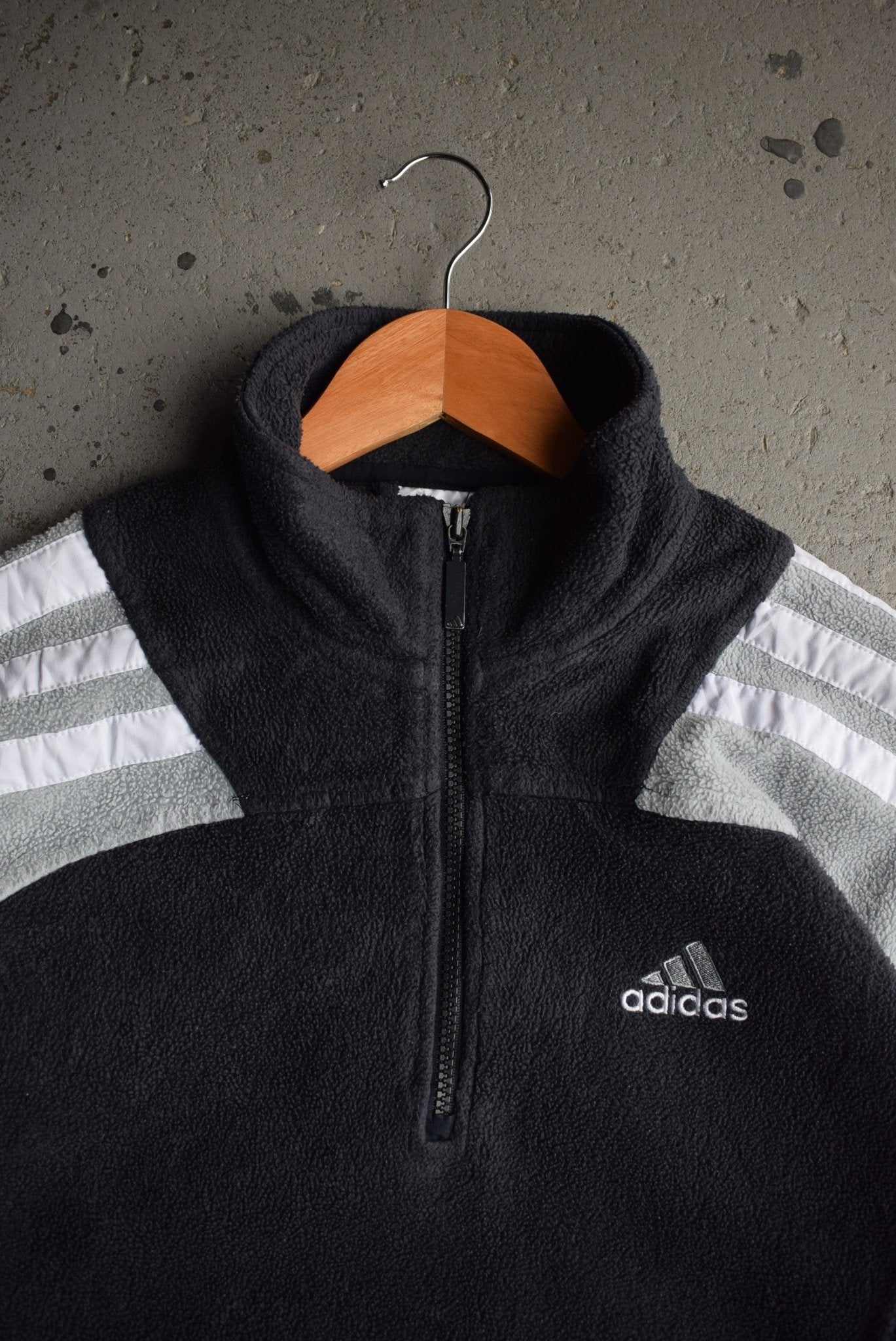 Vintage Adidas Classic Logo Embroidered Quarter Zip Fleece (L) - Retrospective Store