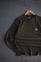 Vintage Carhartt Classic Logo Long Sleeve Pocket Tee (M) - Retrospective Store