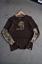 Vintage Carhartt x Real Tree Embroidered Spellout Long Sleeve Tee (S) - Retrospective Store