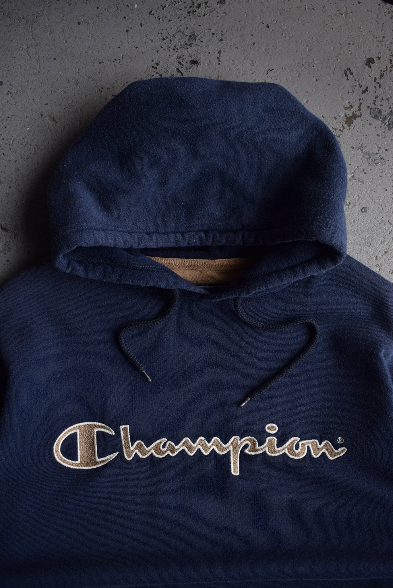 Vintage Champion Embroidered Spellout Hoodie (M/L) - Retrospective Store