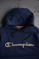 Vintage Champion Embroidered Spellout Hoodie (M/L) - Retrospective Store