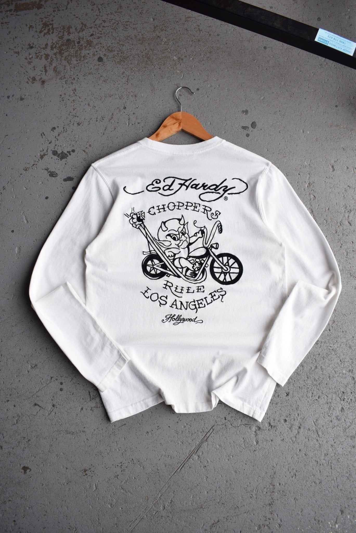 Vintage Ed Hardy Choppers Embroidered Long Sleeve Tee (S) - Retrospective Store