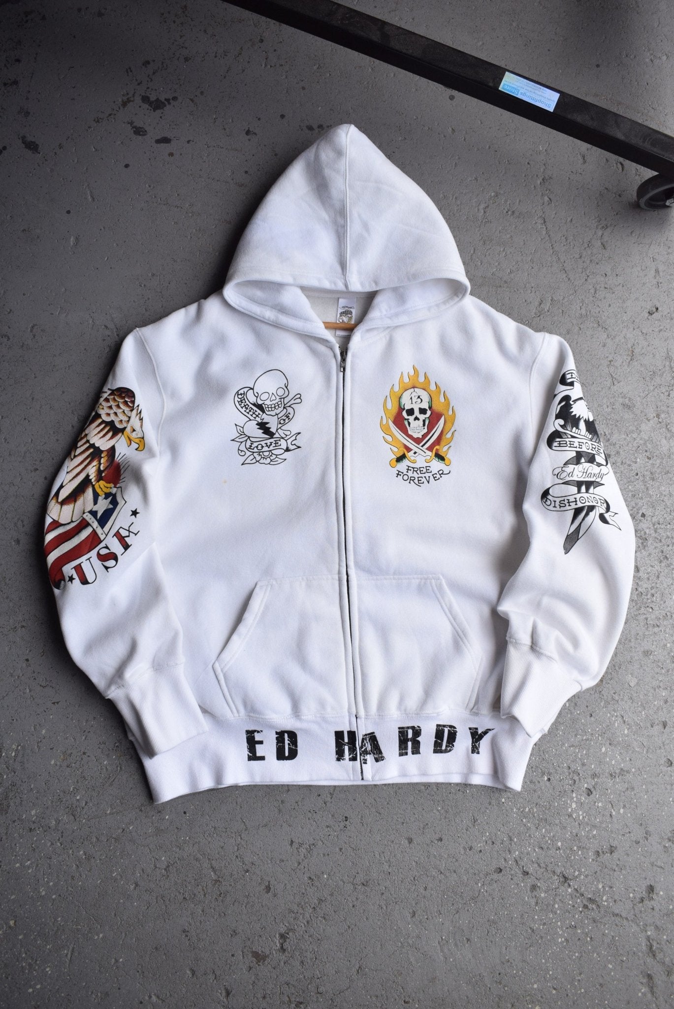 Vintage Ed Hardy Graphic Full - Zip Hoodie (XL/XXL) - Retrospective Store