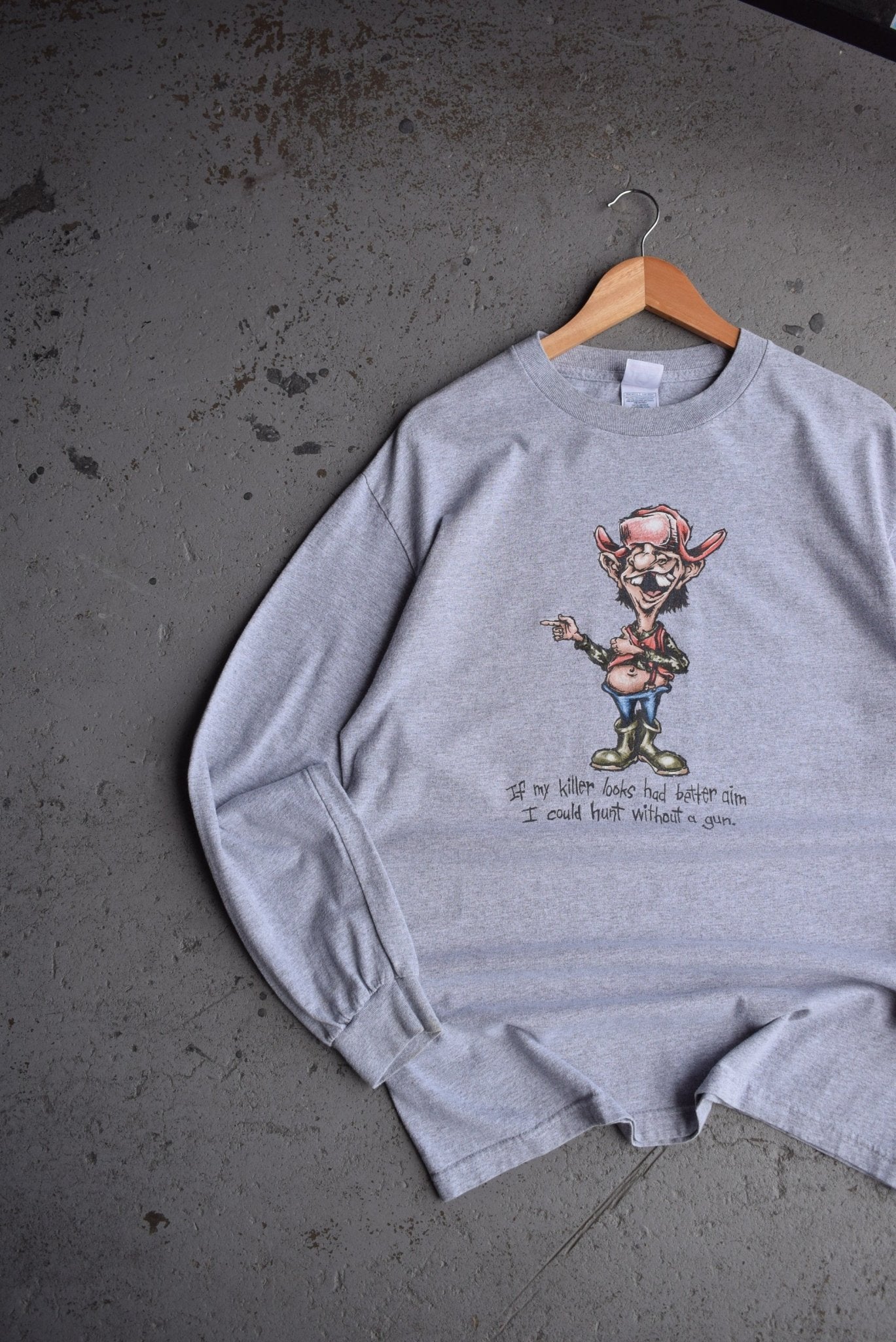 Vintage 'If My Killer Had Better Aim' Graphic Long Sleeve Tee (L) - Retrospective Store