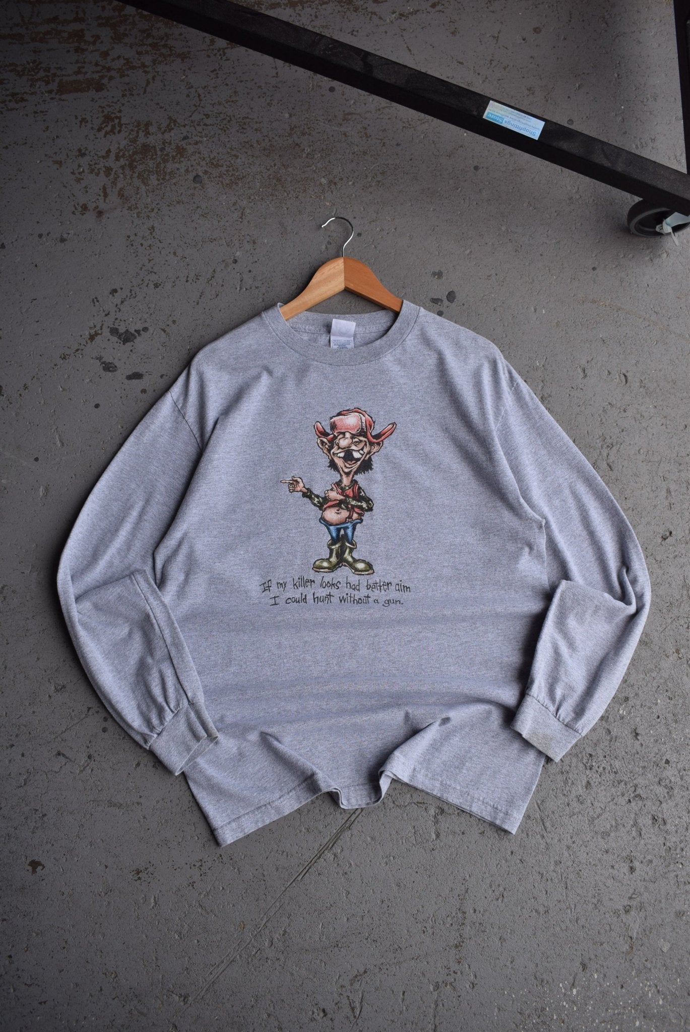 Vintage 'If My Killer Had Better Aim' Graphic Long Sleeve Tee (L) - Retrospective Store