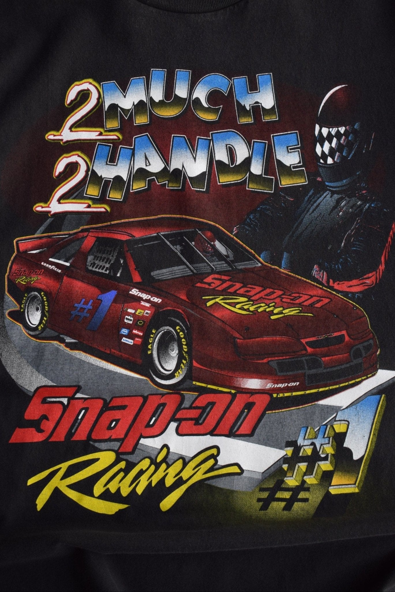 Vintage NASCAR Snap - On Racing 2 Much 2 Handle Tee (XL) - Retrospective Store