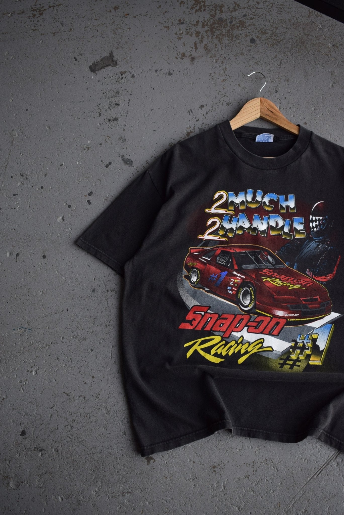 Vintage NASCAR Snap - On Racing 2 Much 2 Handle Tee (XL) - Retrospective Store