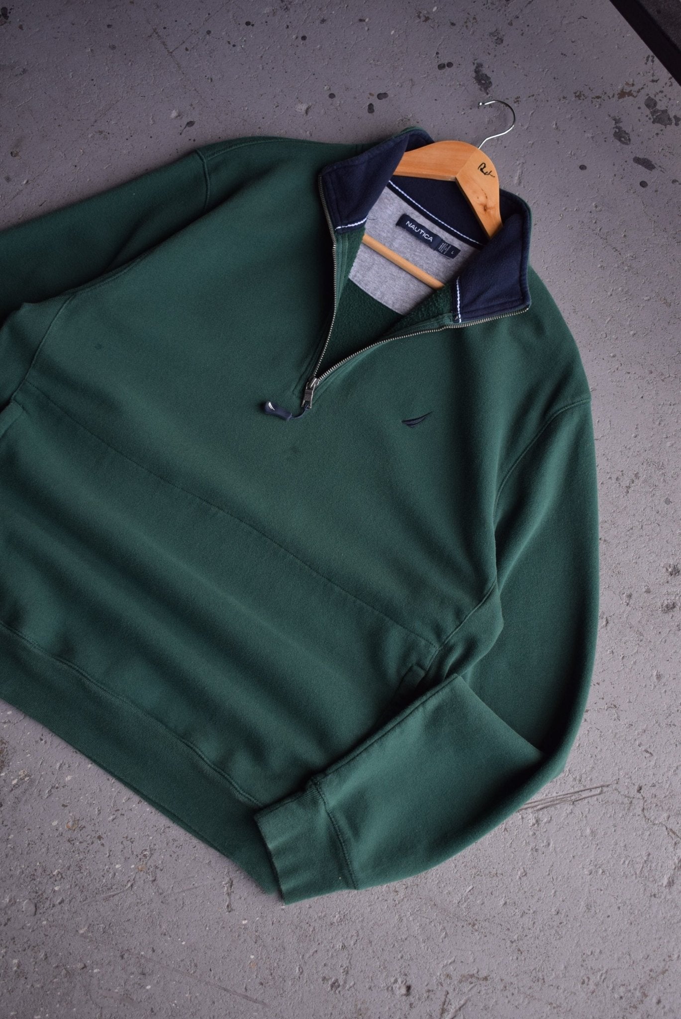 Vintage Nautica Classic Logo Embroidered Quarter Zip (L) - Retrospective Store