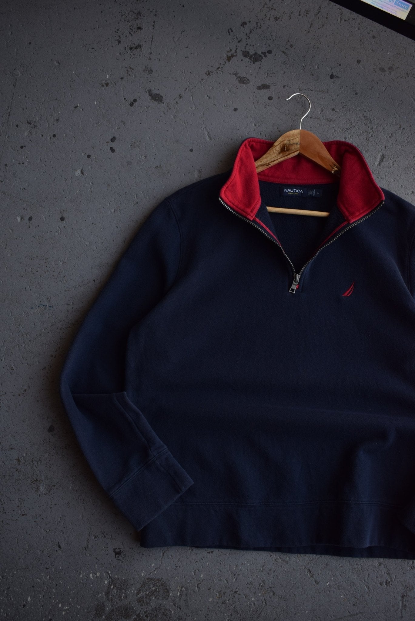 Vintage Nautica Classic Logo Embroidered Quarter Zip (M/L) - Retrospective Store