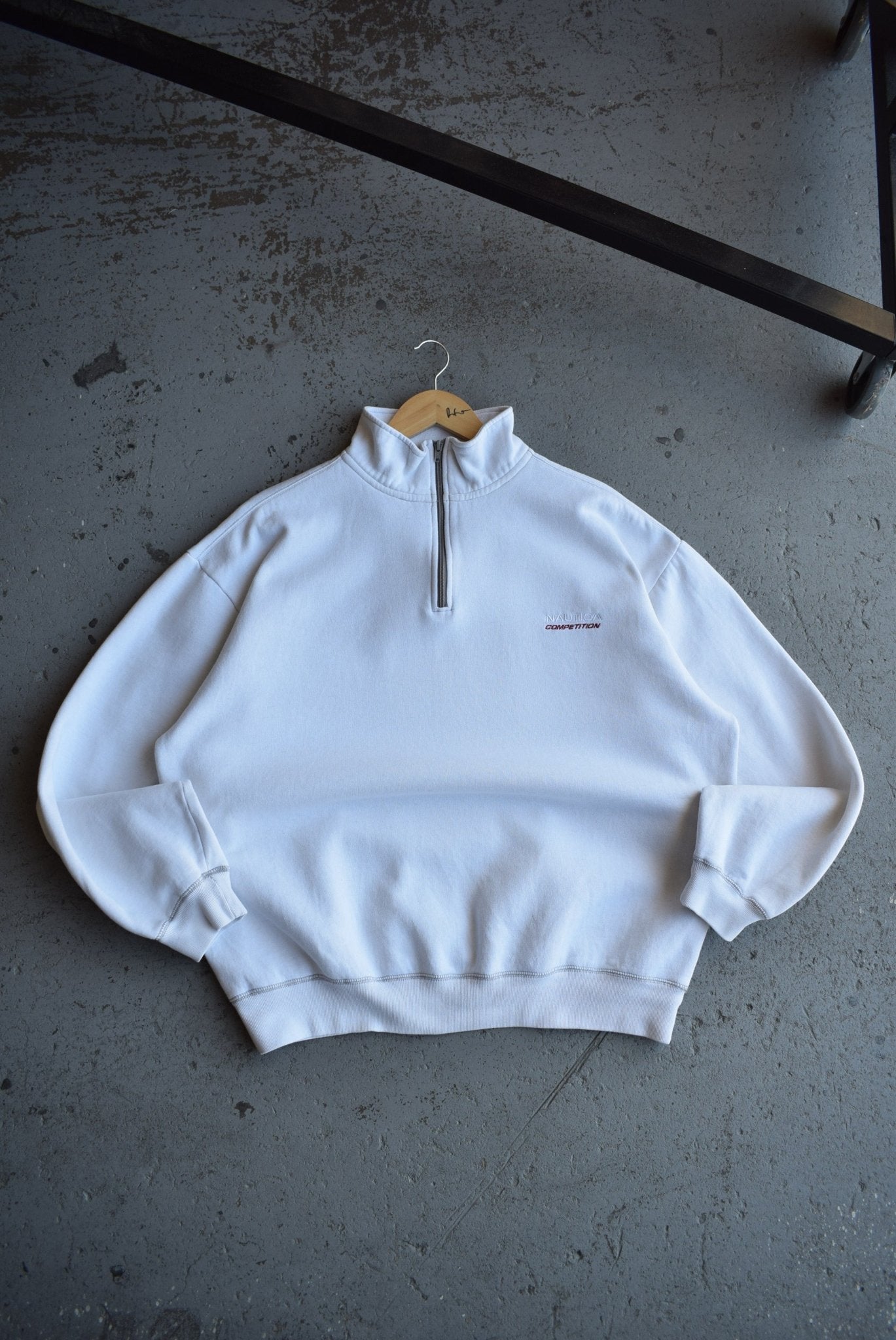 Vintage Nautica Competition Spellout Embroidered Quarter Zip Sweater (XXL) - Retrospective Store
