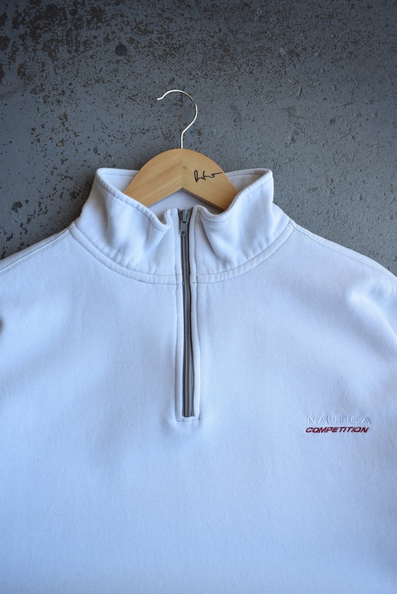 Vintage Nautica Competition Spellout Embroidered Quarter Zip Sweater (XXL) - Retrospective Store