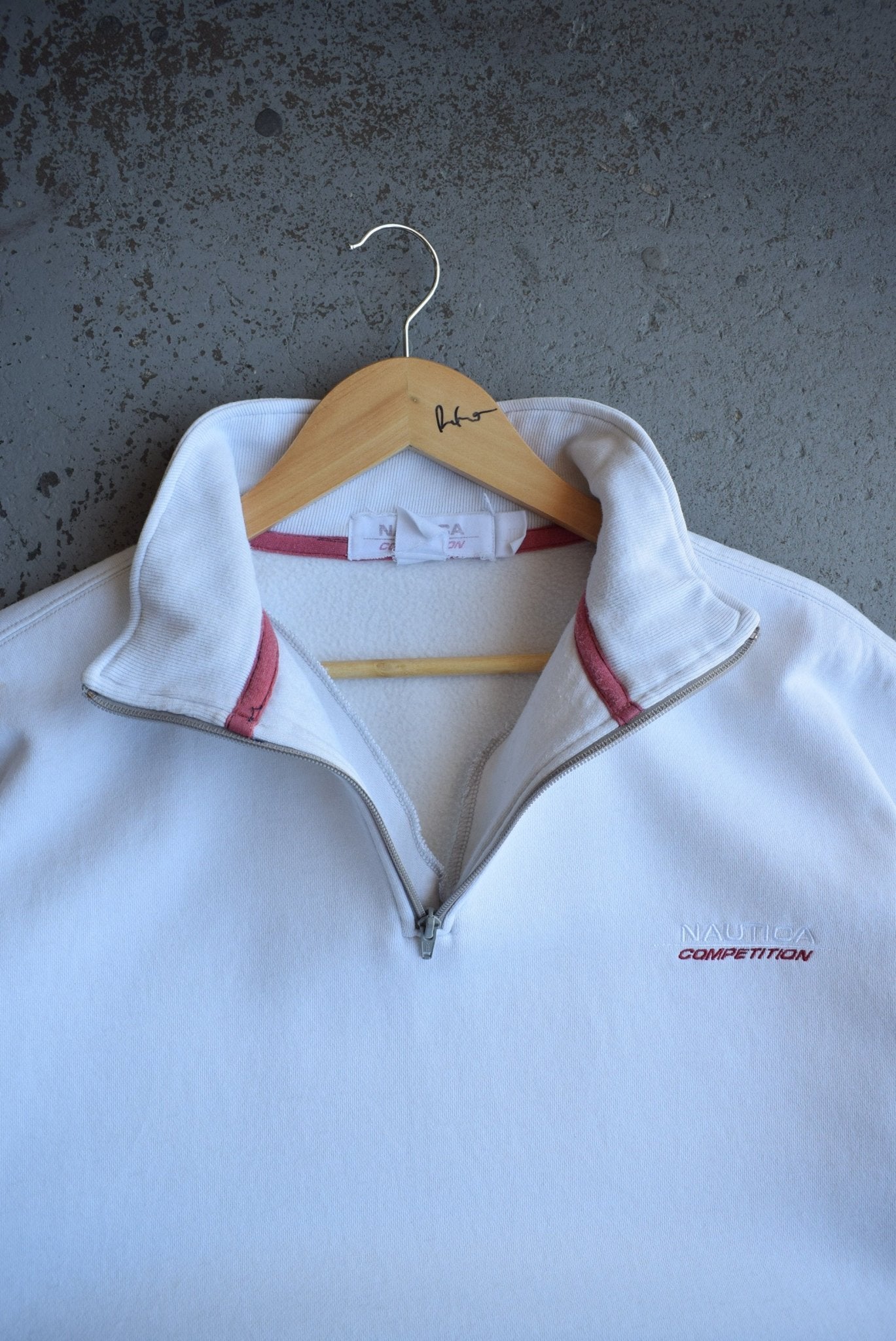 Vintage Nautica Competition Spellout Embroidered Quarter Zip Sweater (XXL) - Retrospective Store