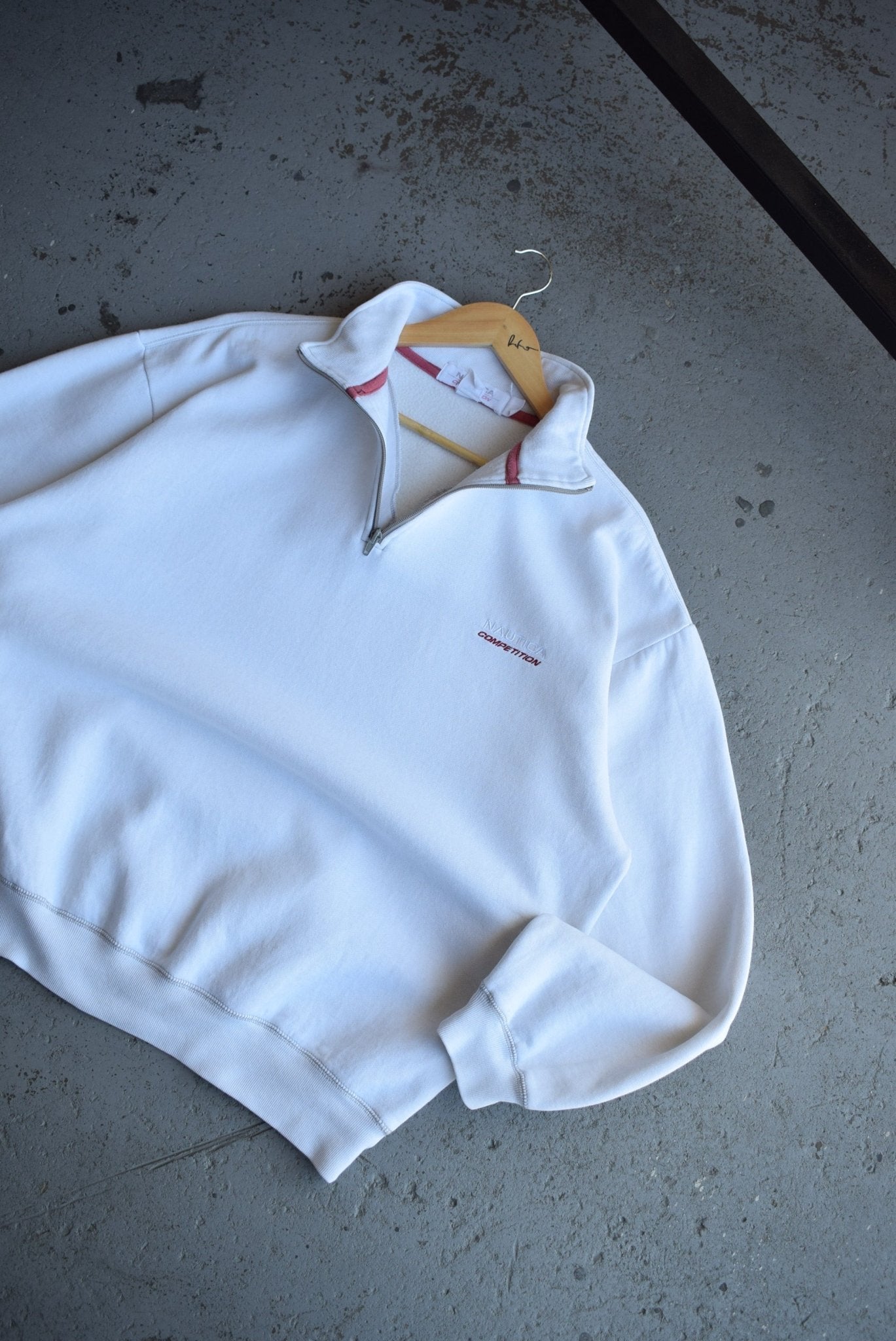 Vintage Nautica Competition Spellout Embroidered Quarter Zip Sweater (XXL) - Retrospective Store