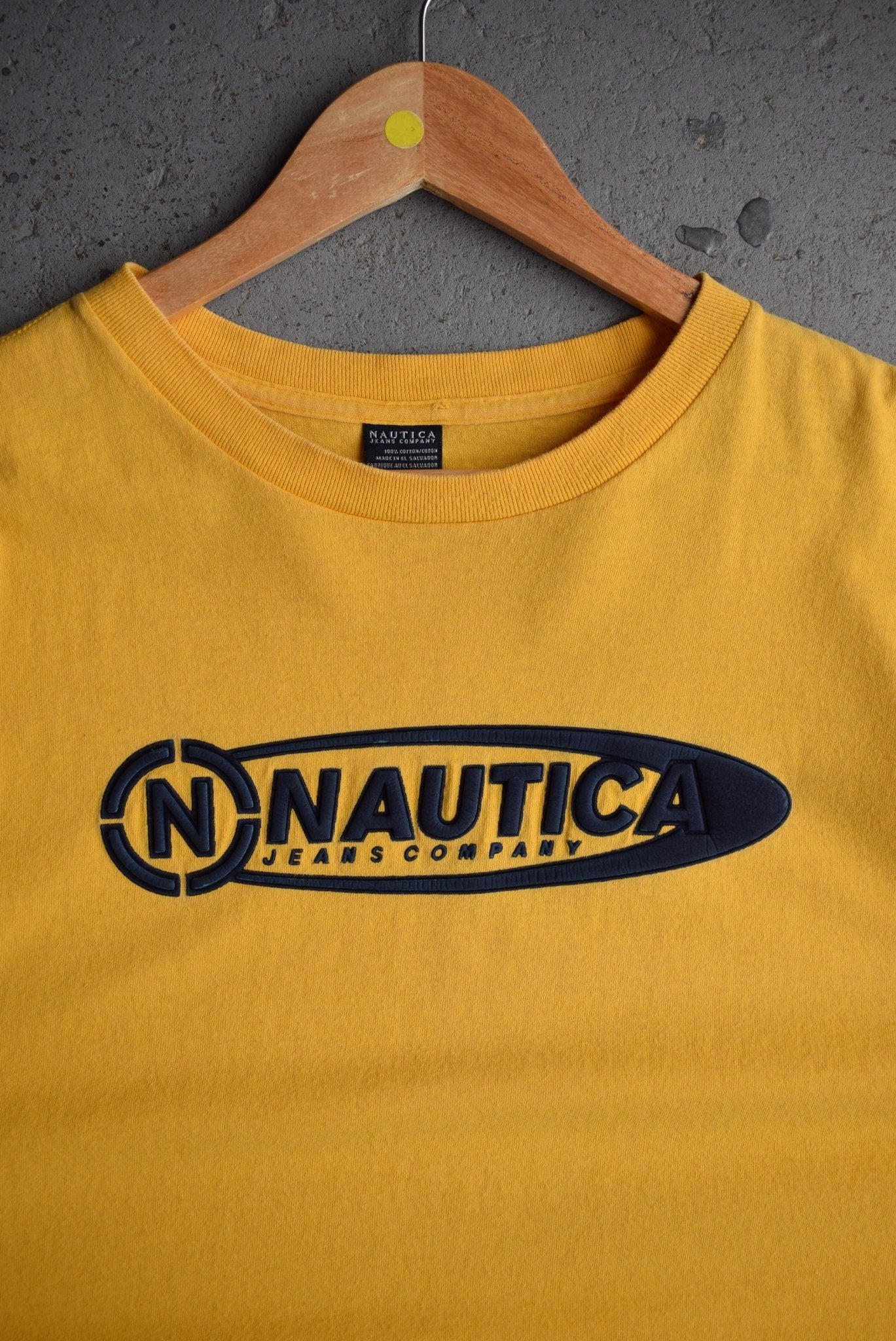 Vintage Nautica Jeans Company Embroidered Spellout Tee (XL) - Retrospective Store