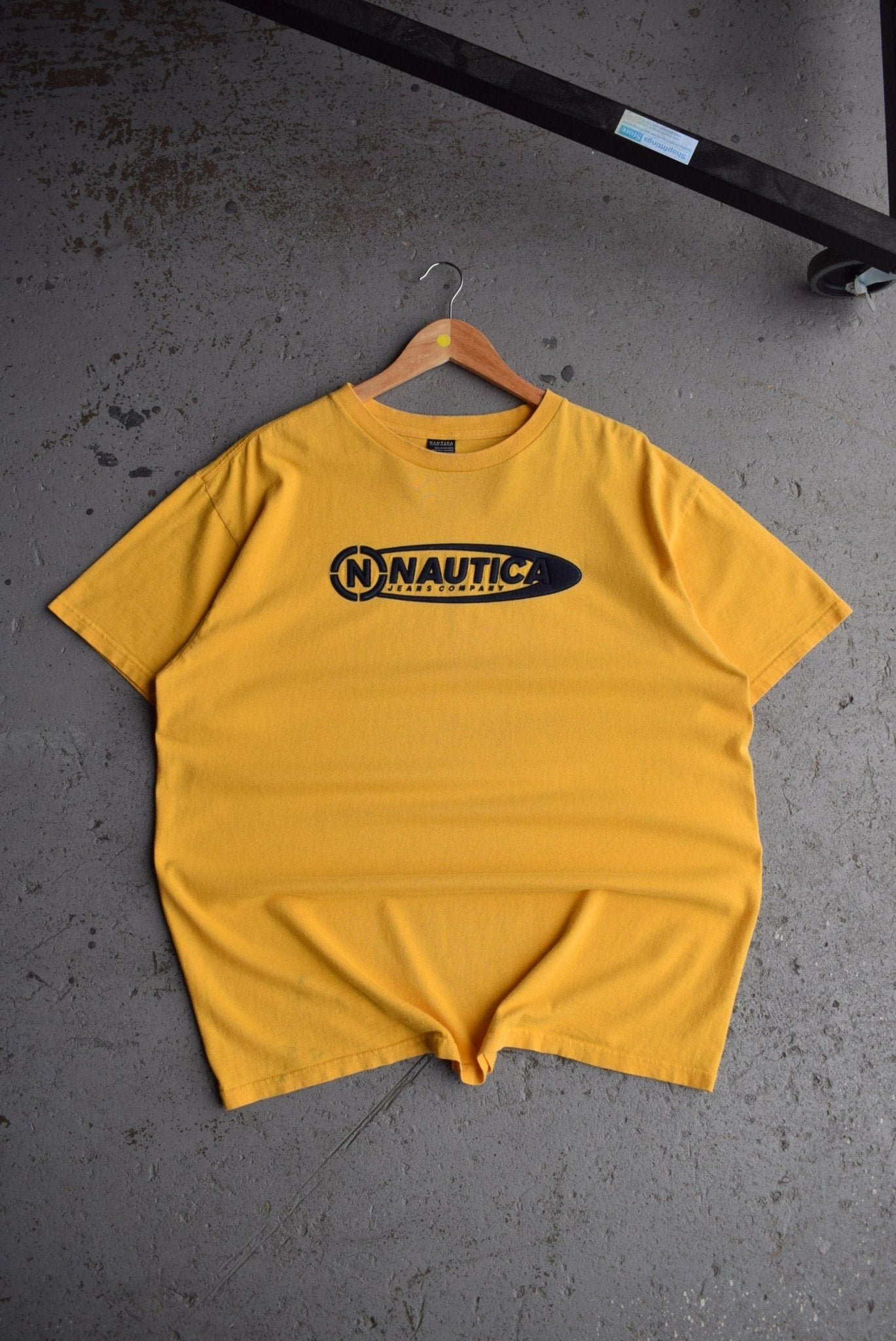 Vintage Nautica Jeans Company Embroidered Spellout Tee (XL) - Retrospective Store