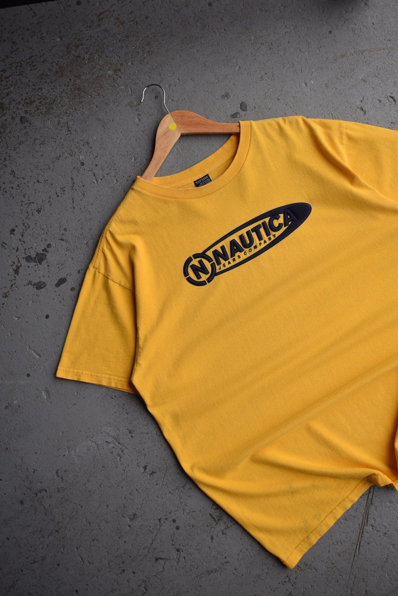 Vintage Nautica Jeans Company Embroidered Spellout Tee (XL) - Retrospective Store