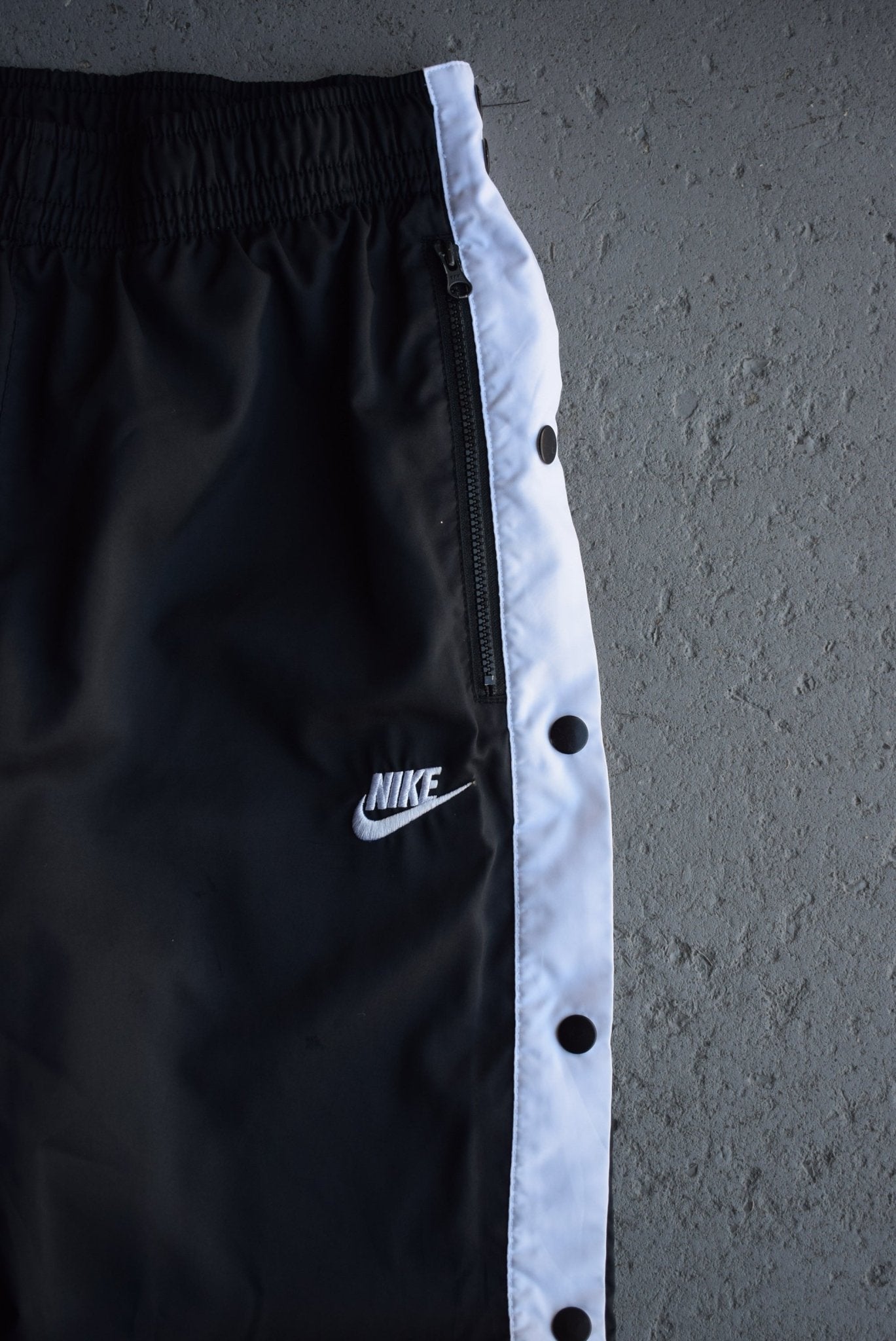 Vintage Nike Classic Logo Embroidered Snap Track Pants (M) - Retrospective Store