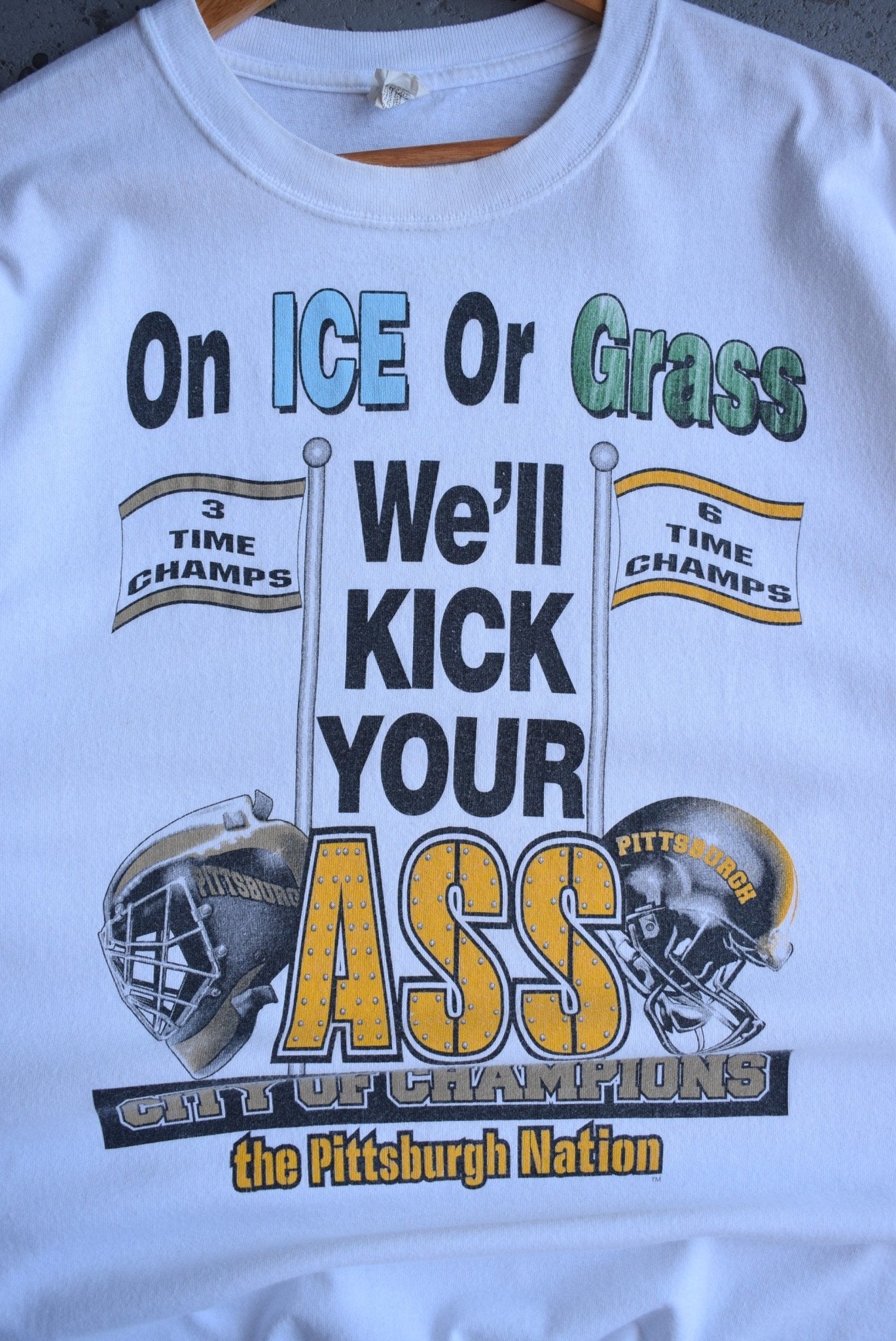 Vintage Pittsburgh Steelers & Penguins City of Champions Tee (XL) - Retrospective Store