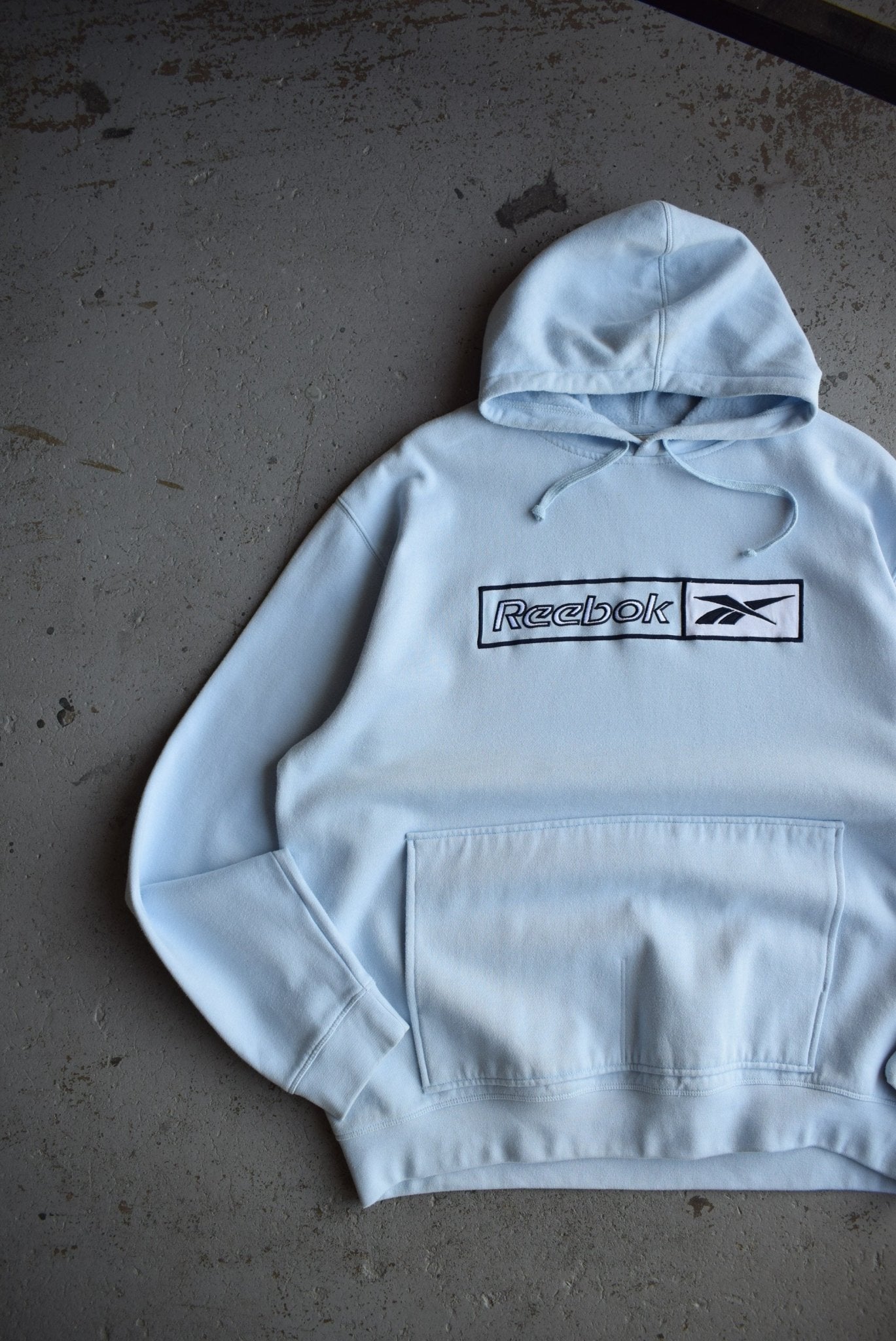 Vintage Reebok Spellout Embroidered Hoodie (L/XL) - Retrospective Store