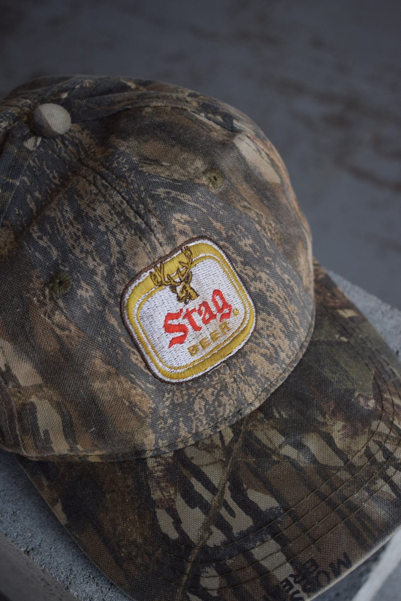 Vintage Stag Beer Real Tree Embroidered Hat - Retrospective Store