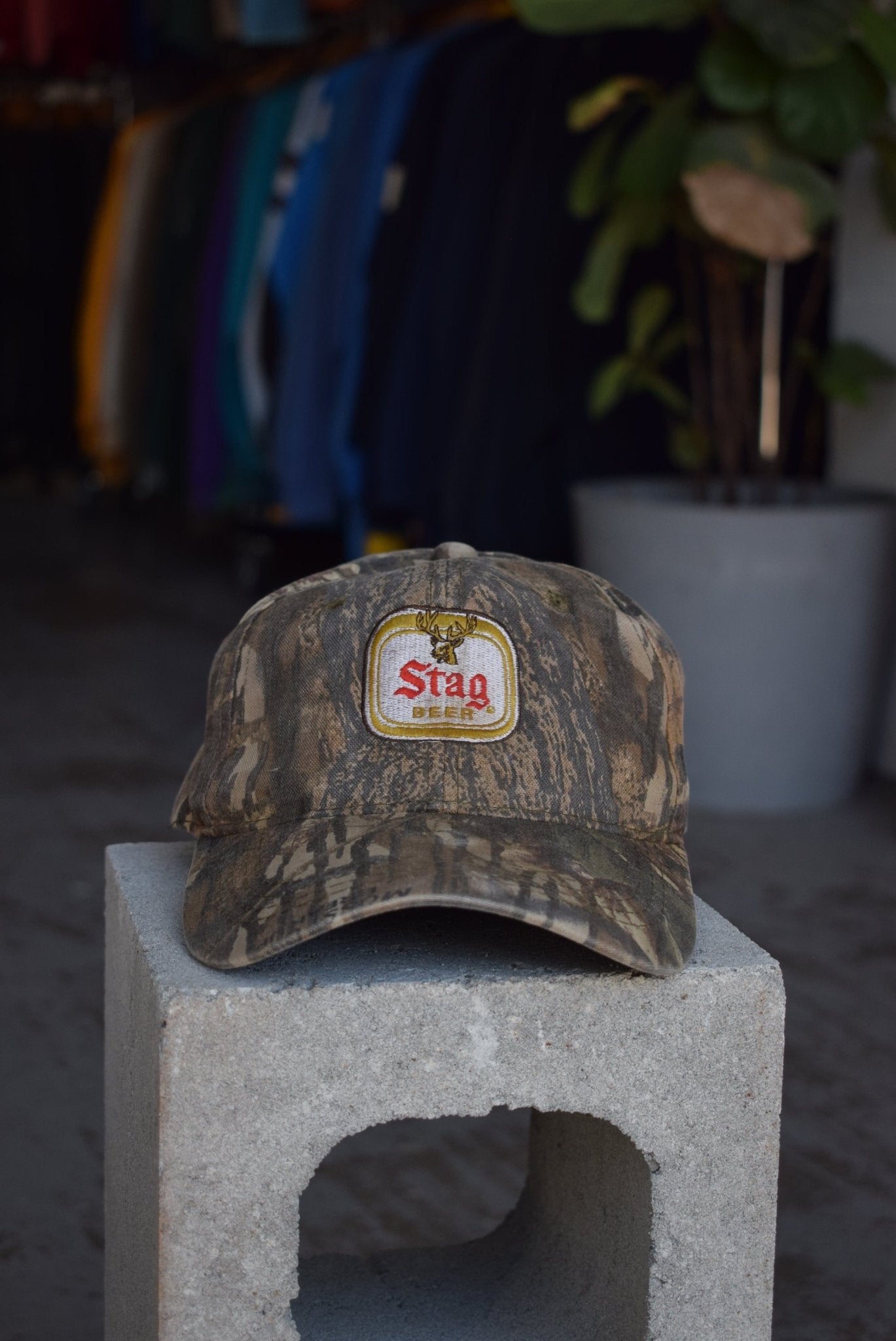 Vintage Stag Beer Real Tree Embroidered Hat - Retrospective Store