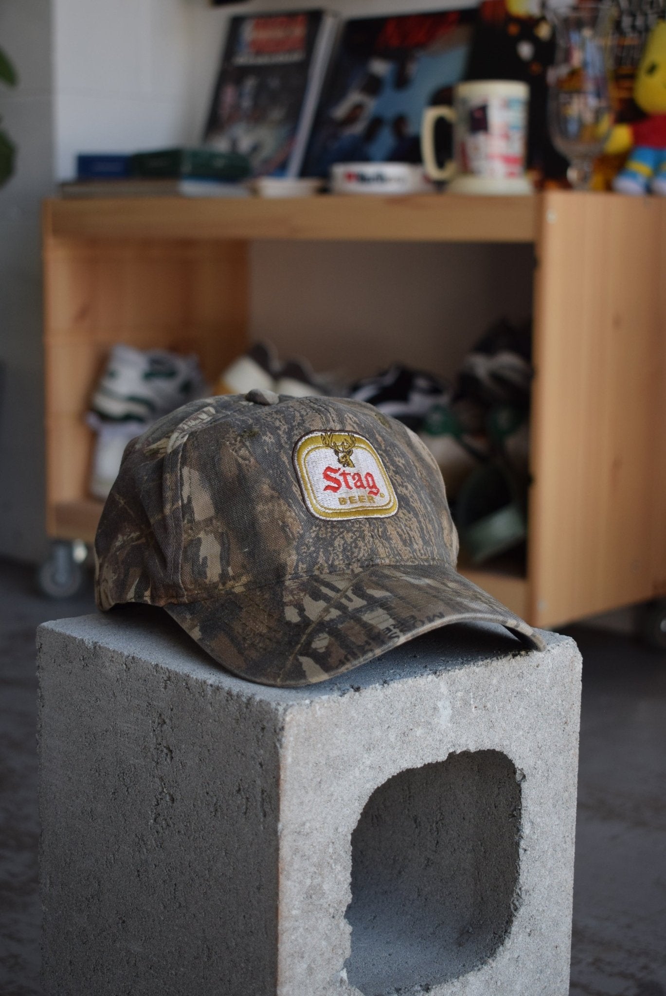 Vintage Stag Beer Real Tree Embroidered Hat - Retrospective Store