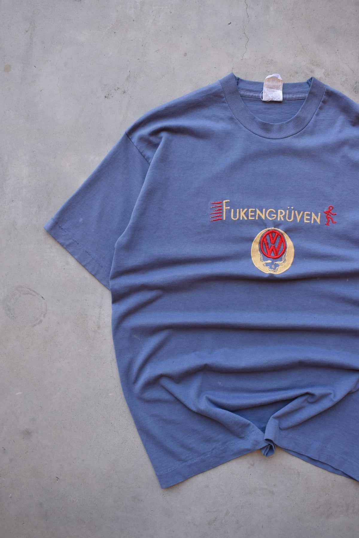 Volkswagen Blue Embroidered Tee — 1990s (L) - Retrospective Store