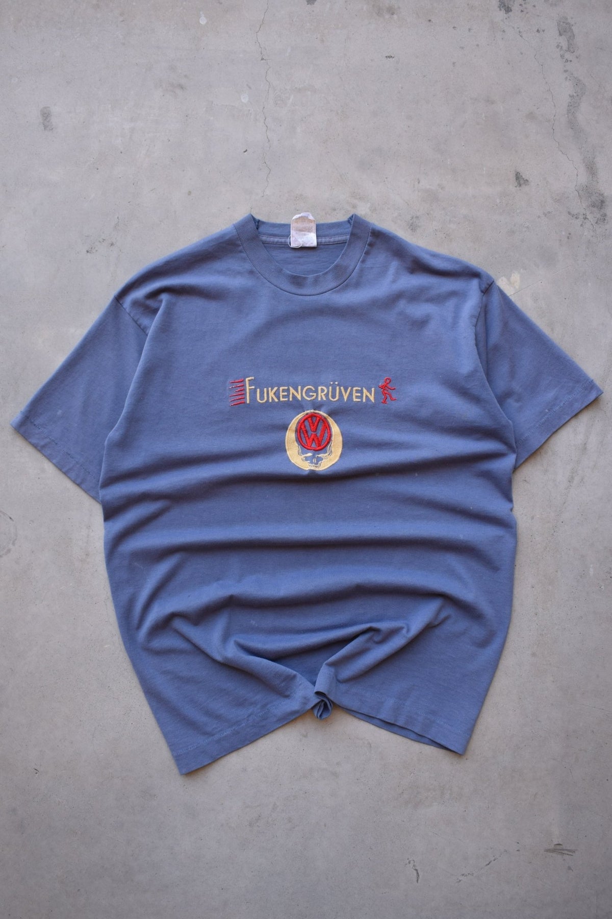 Volkswagen Blue Embroidered Tee — 1990s (L) - Retrospective Store