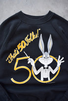 Warner Bros. Bugs Bunny 50th Anniversary Black Graphic Crewneck — 1990 (S) - Retrospective Store