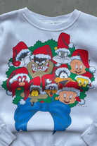 Warner Bros. Christmas White Graphic Crewneck — 1993 (M) - Retrospective Store